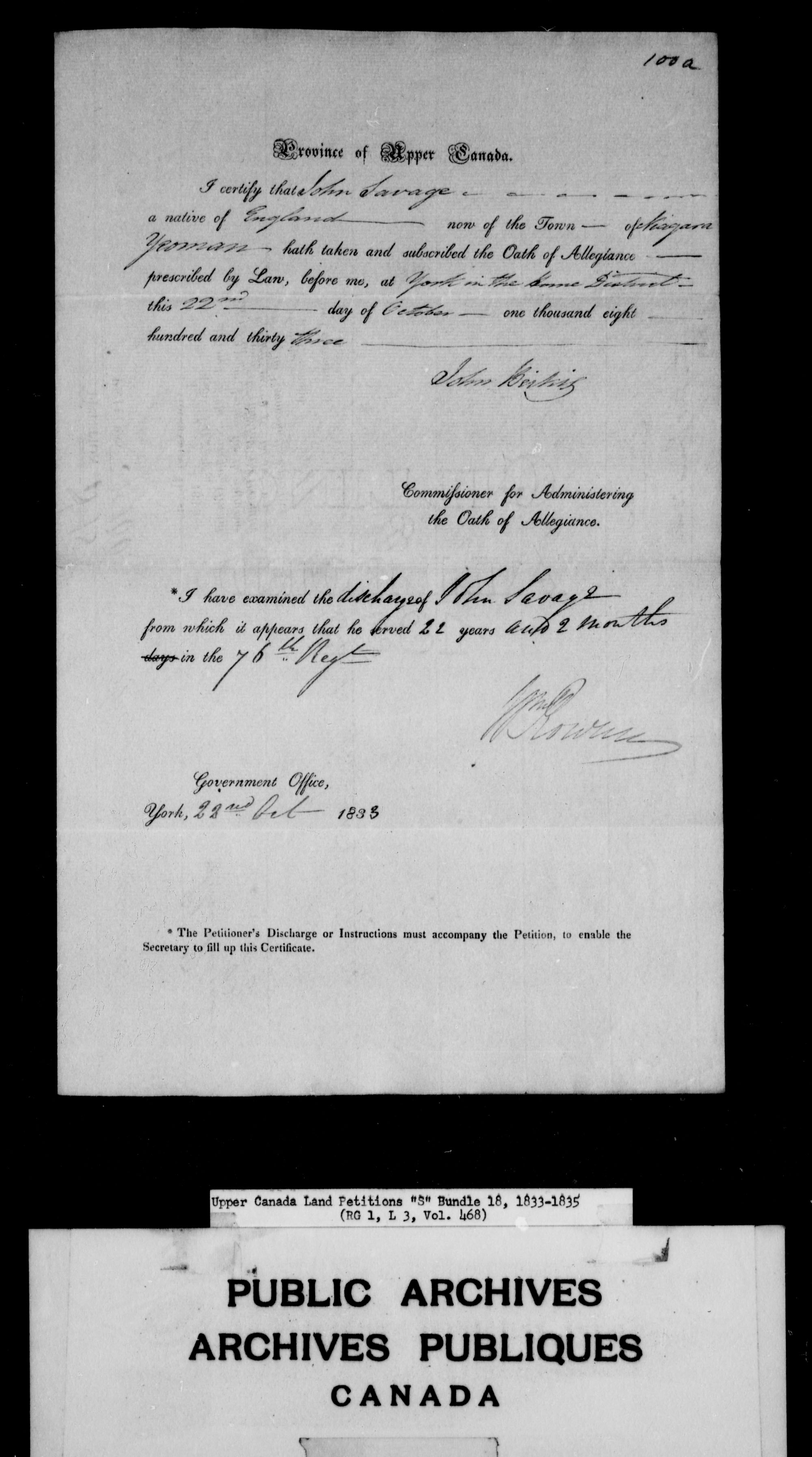 Titre : Demandes de terres du Haut-Canada (1763-1865) - N d'enregistrement Mikan : 205131 - Microforme : c-2817