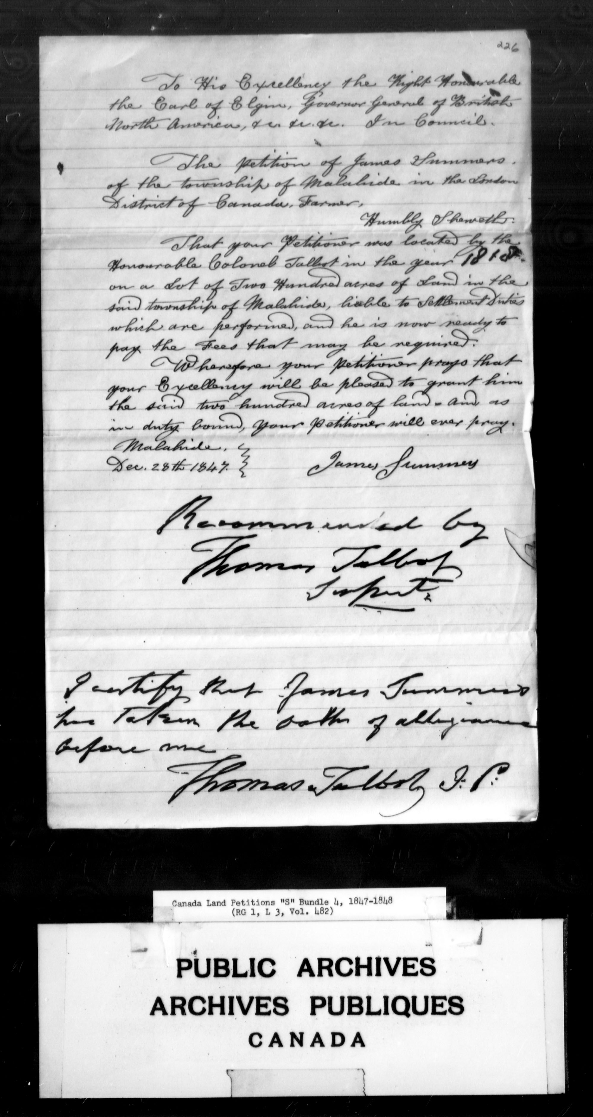 Title: Upper Canada Land Petitions (1763-1865) - Mikan Number: 205131 - Microform: c-2825