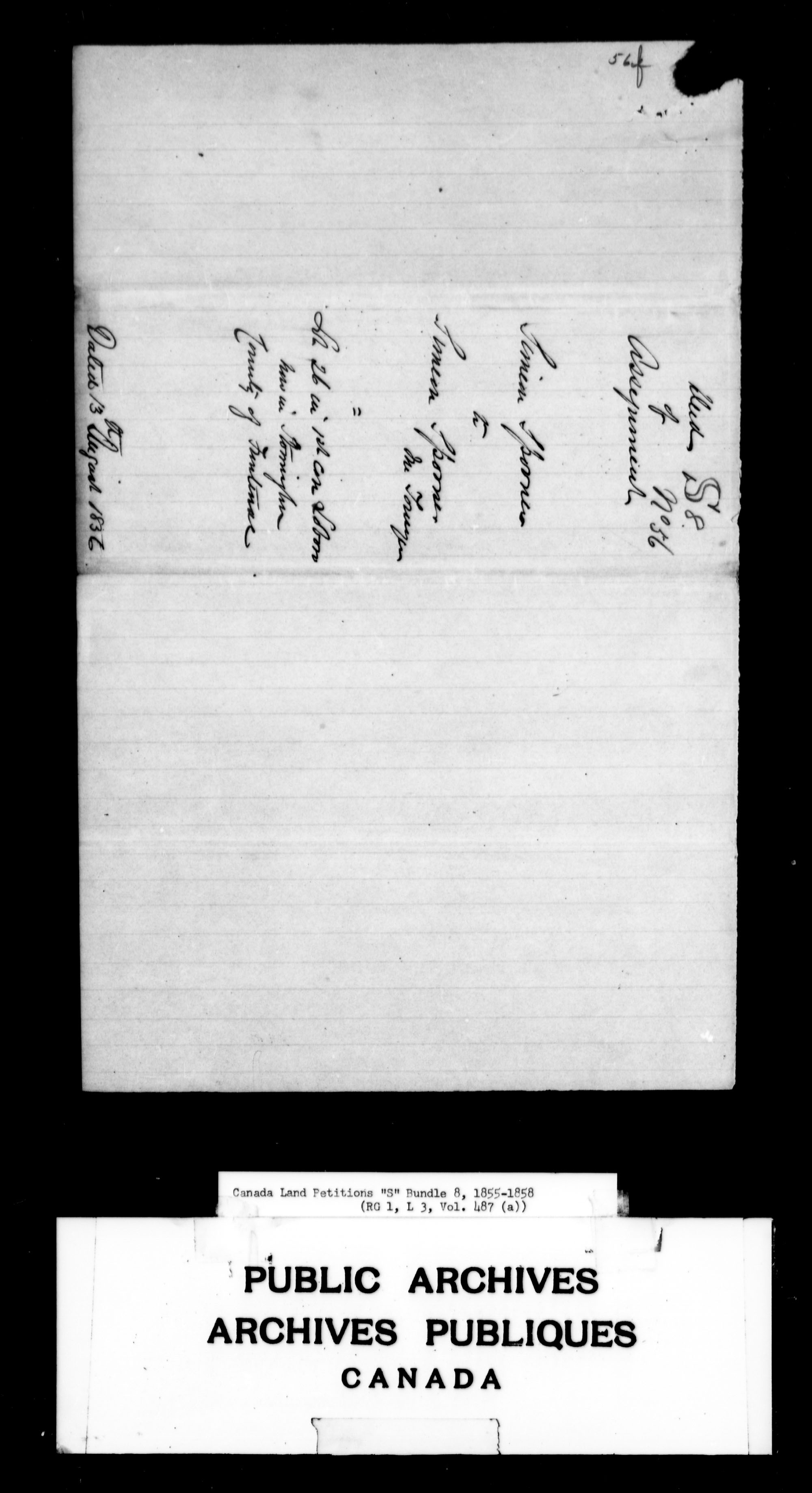 Title: Upper Canada Land Petitions (1763-1865) - Mikan Number: 205131 - Microform: c-2828