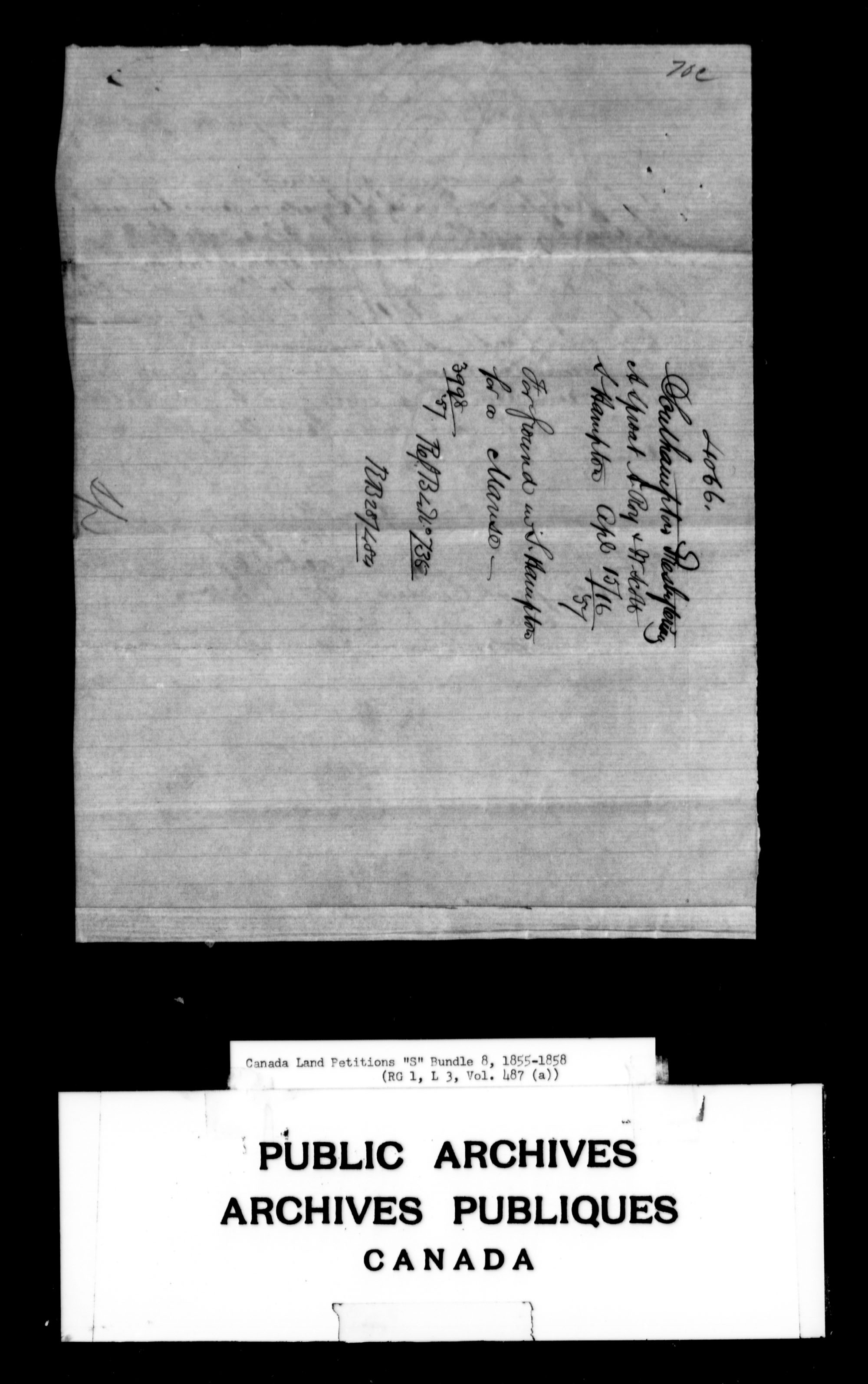 Titre : Demandes de terres du Haut-Canada (1763-1865) - N d'enregistrement Mikan : 205131 - Microforme : c-2829