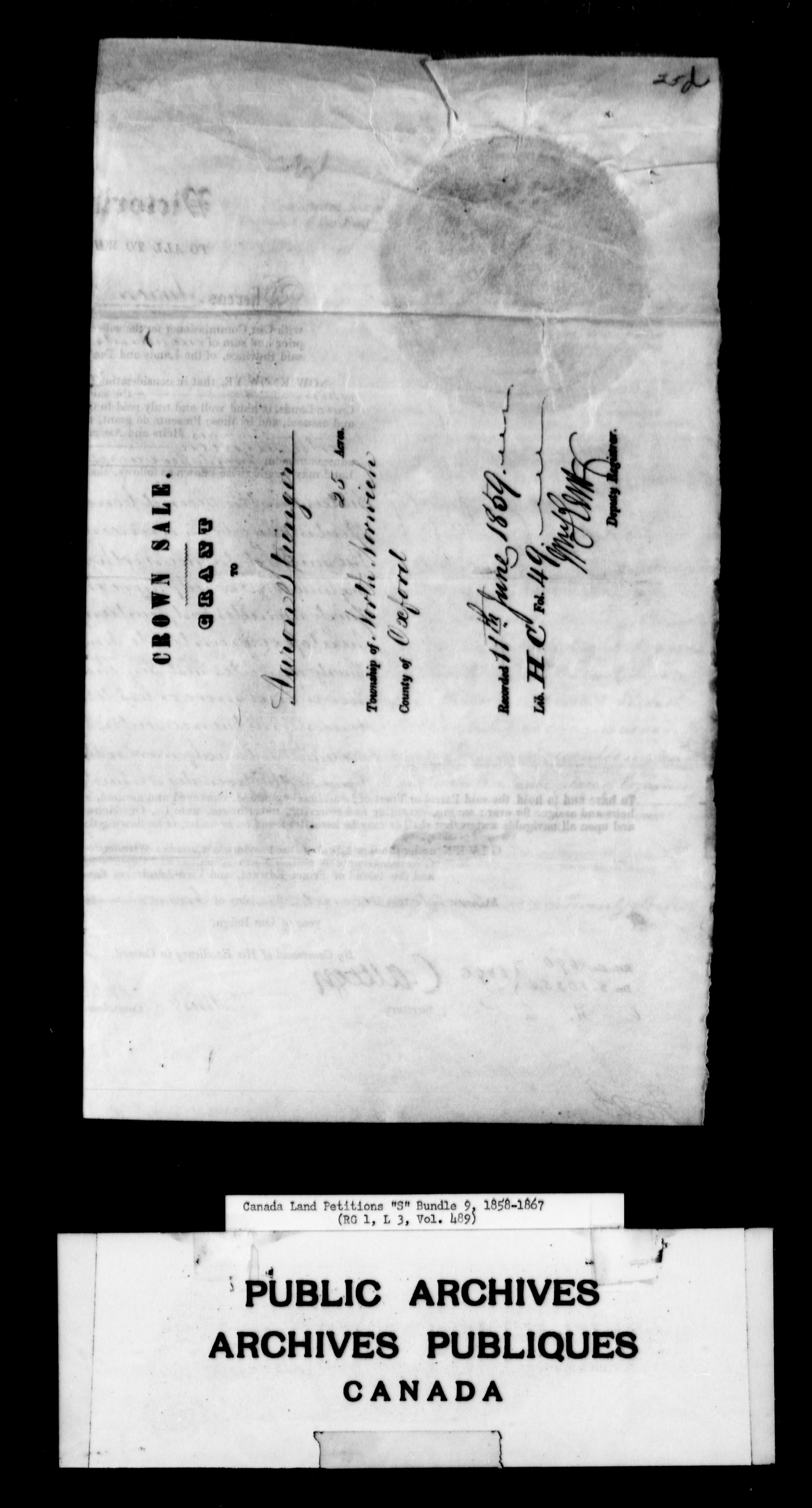 Title: Upper Canada Land Petitions (1763-1865) - Mikan Number: 205131 - Microform: c-2830