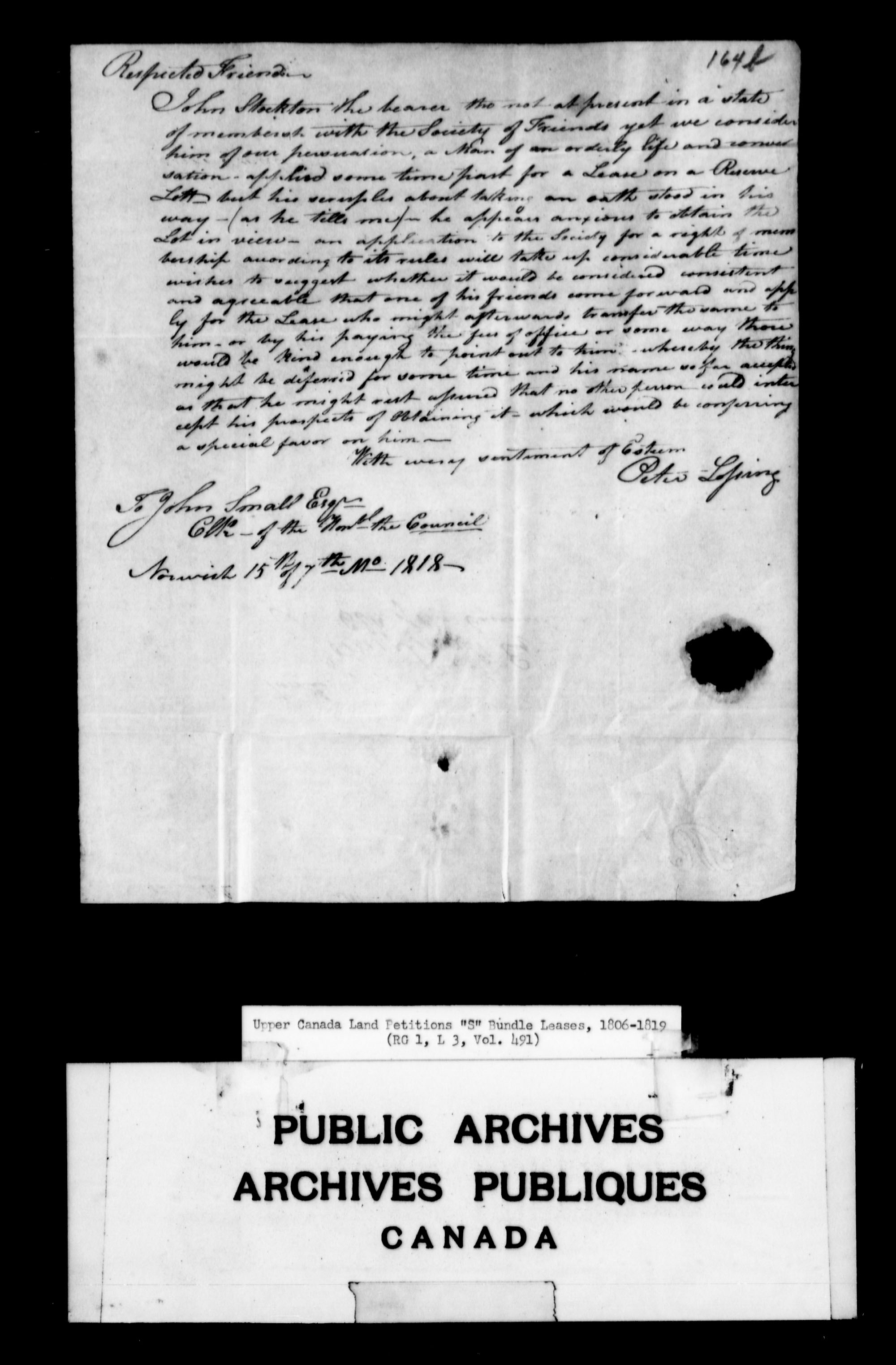 Title: Upper Canada Land Petitions (1763-1865) - Mikan Number: 205131 - Microform: c-2830