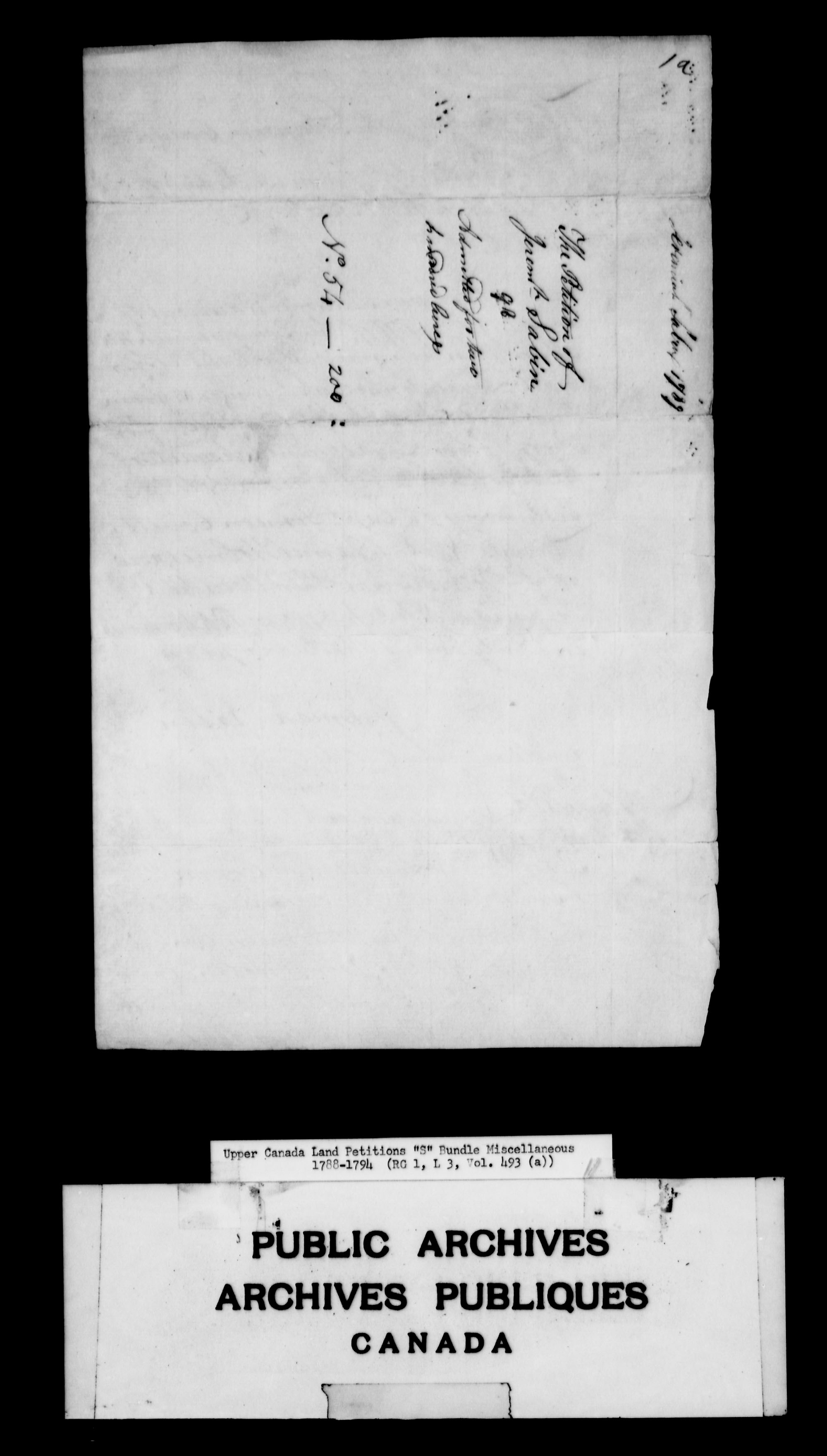 Titre : Demandes de terres du Haut-Canada (1763-1865) - N d'enregistrement Mikan : 205131 - Microforme : c-2832