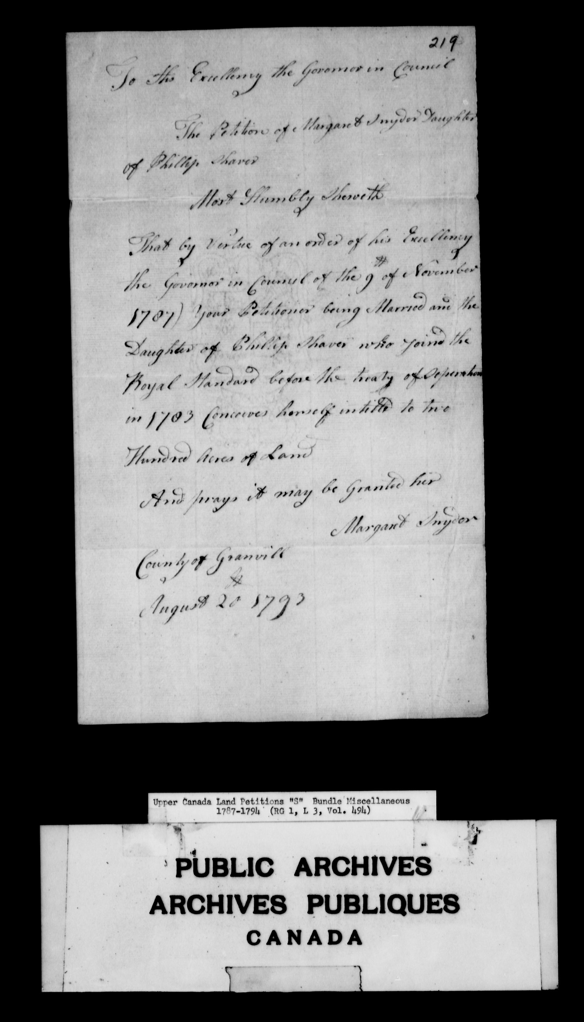 Title: Upper Canada Land Petitions (1763-1865) - Mikan Number: 205131 - Microform: c-2832