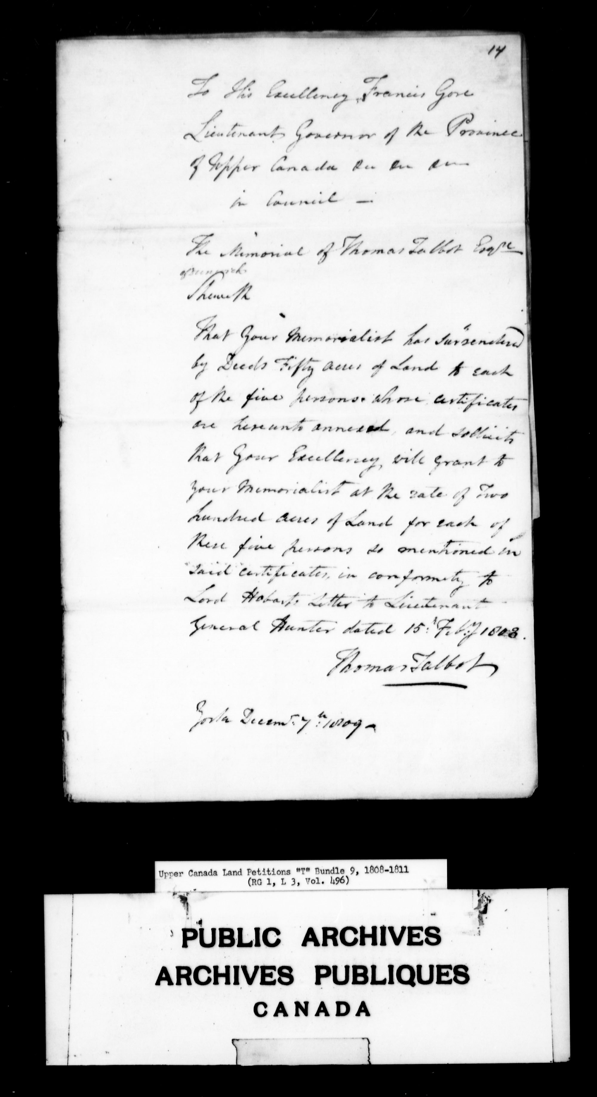 Title: Upper Canada Land Petitions (1763-1865) - Mikan Number: 205131 - Microform: c-2833