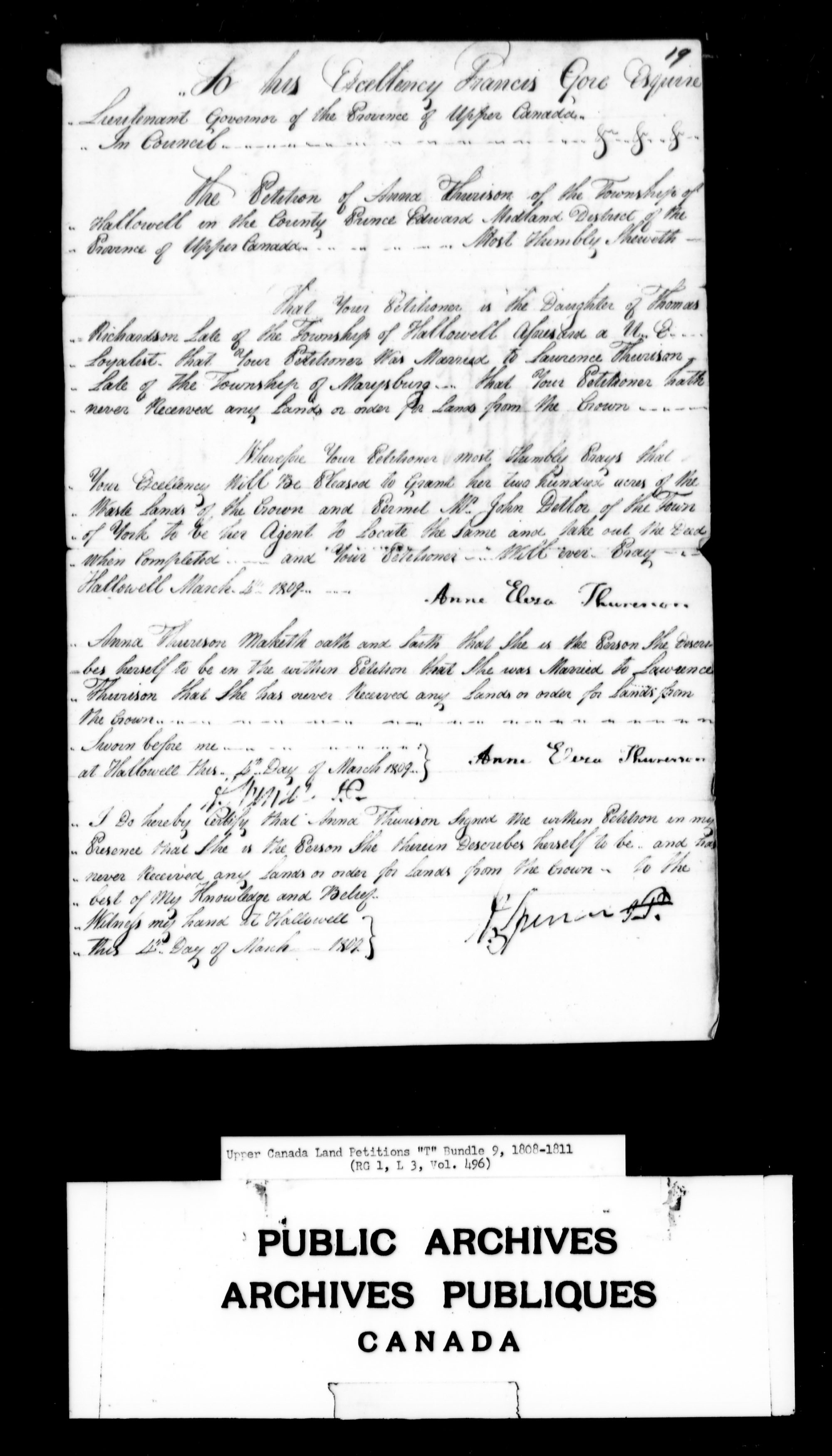 Title: Upper Canada Land Petitions (1763-1865) - Mikan Number: 205131 - Microform: c-2833