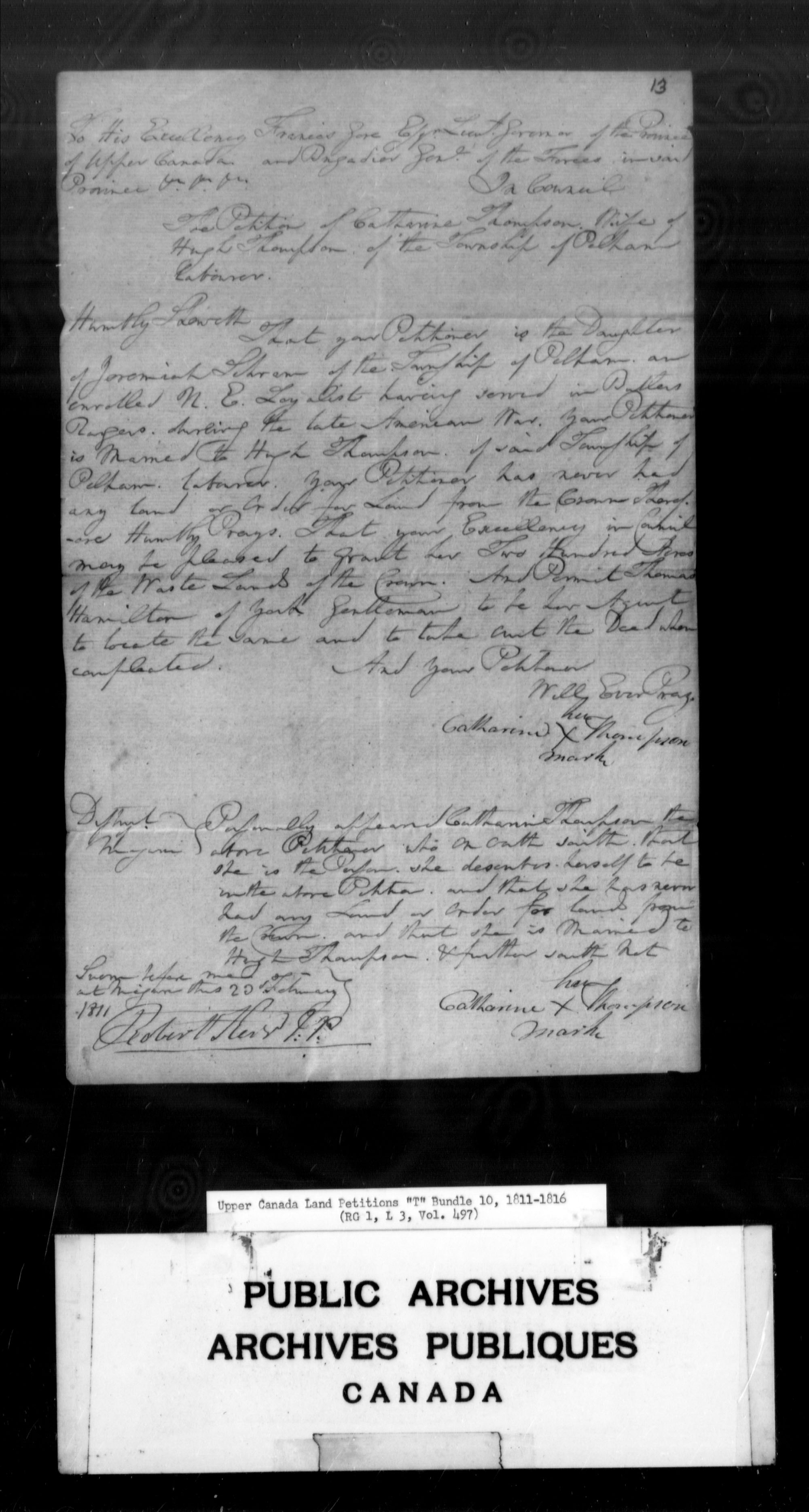 Title: Upper Canada Land Petitions (1763-1865) - Mikan Number: 205131 - Microform: c-2834