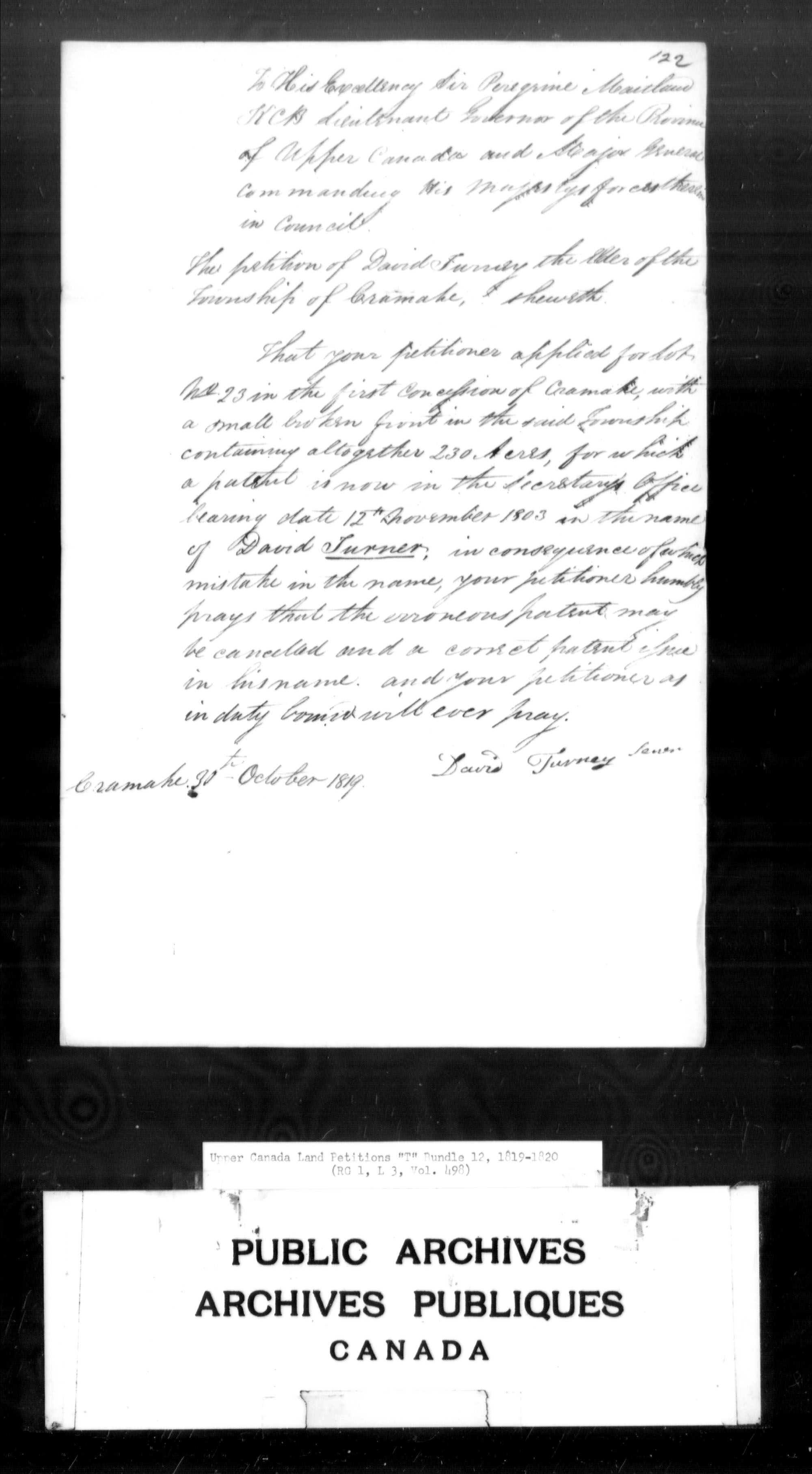 Title: Upper Canada Land Petitions (1763-1865) - Mikan Number: 205131 - Microform: c-2834