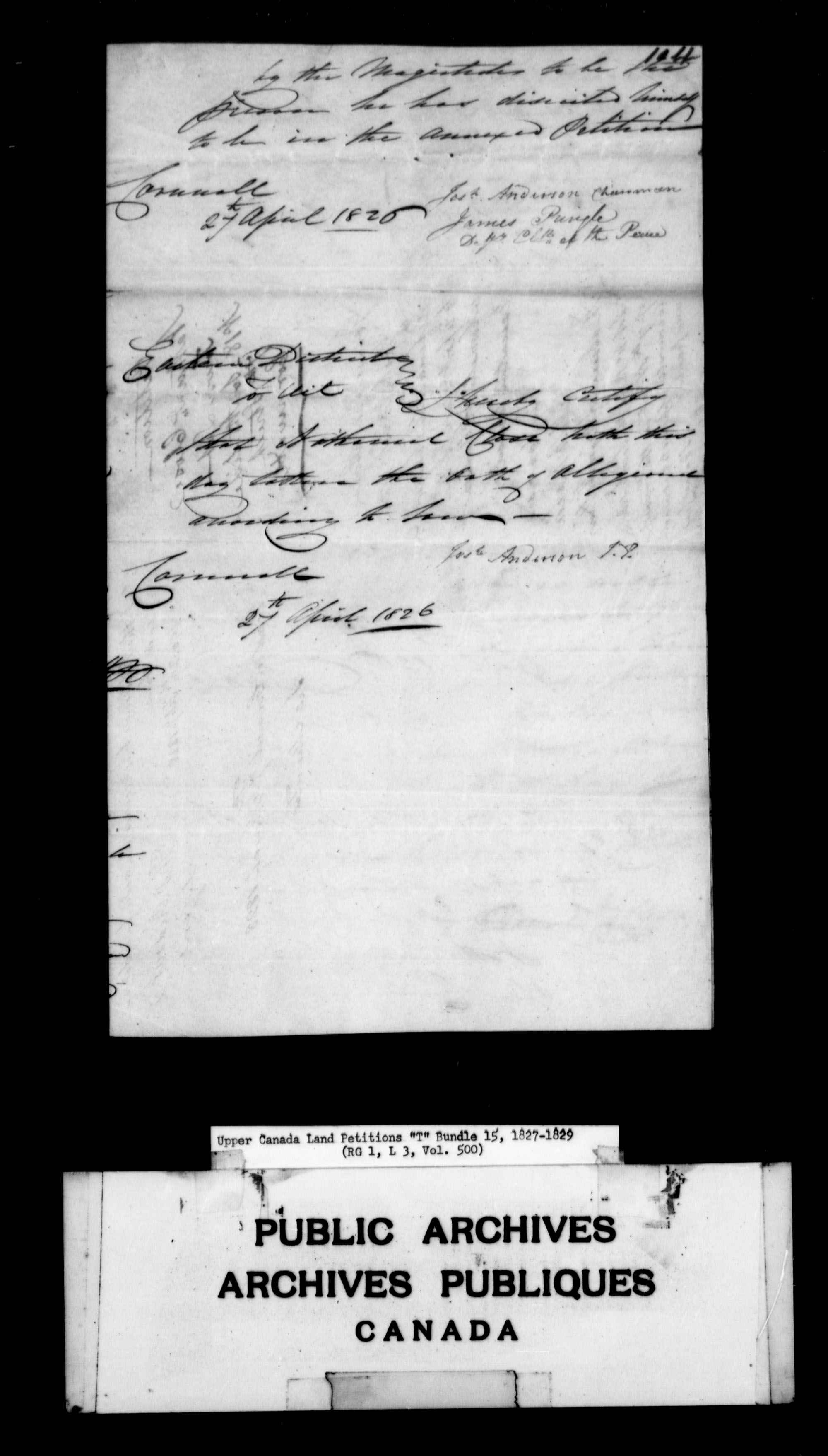 Titre : Demandes de terres du Haut-Canada (1763-1865) - N d'enregistrement Mikan : 205131 - Microforme : c-2836