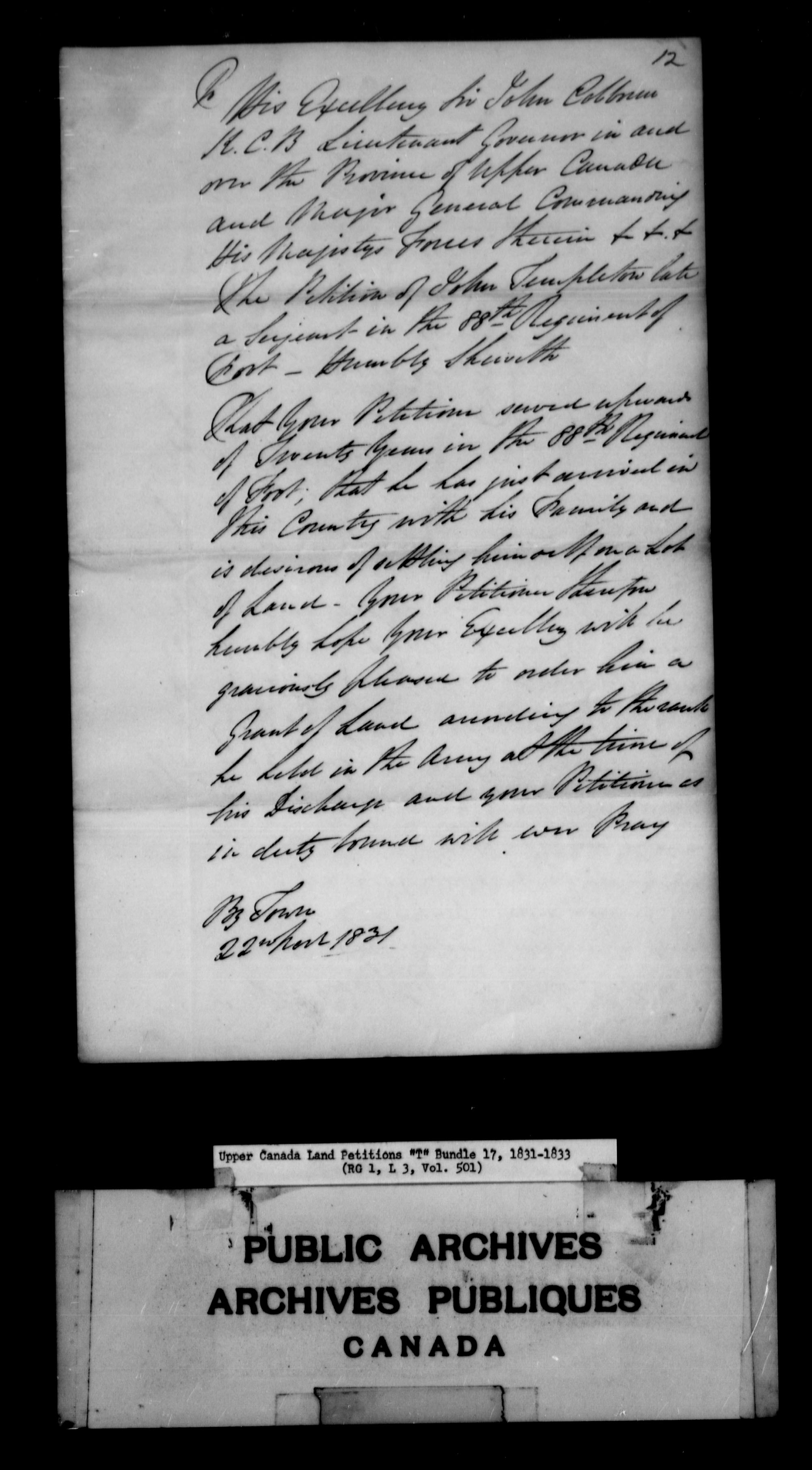 Title: Upper Canada Land Petitions (1763-1865) - Mikan Number: 205131 - Microform: c-2836