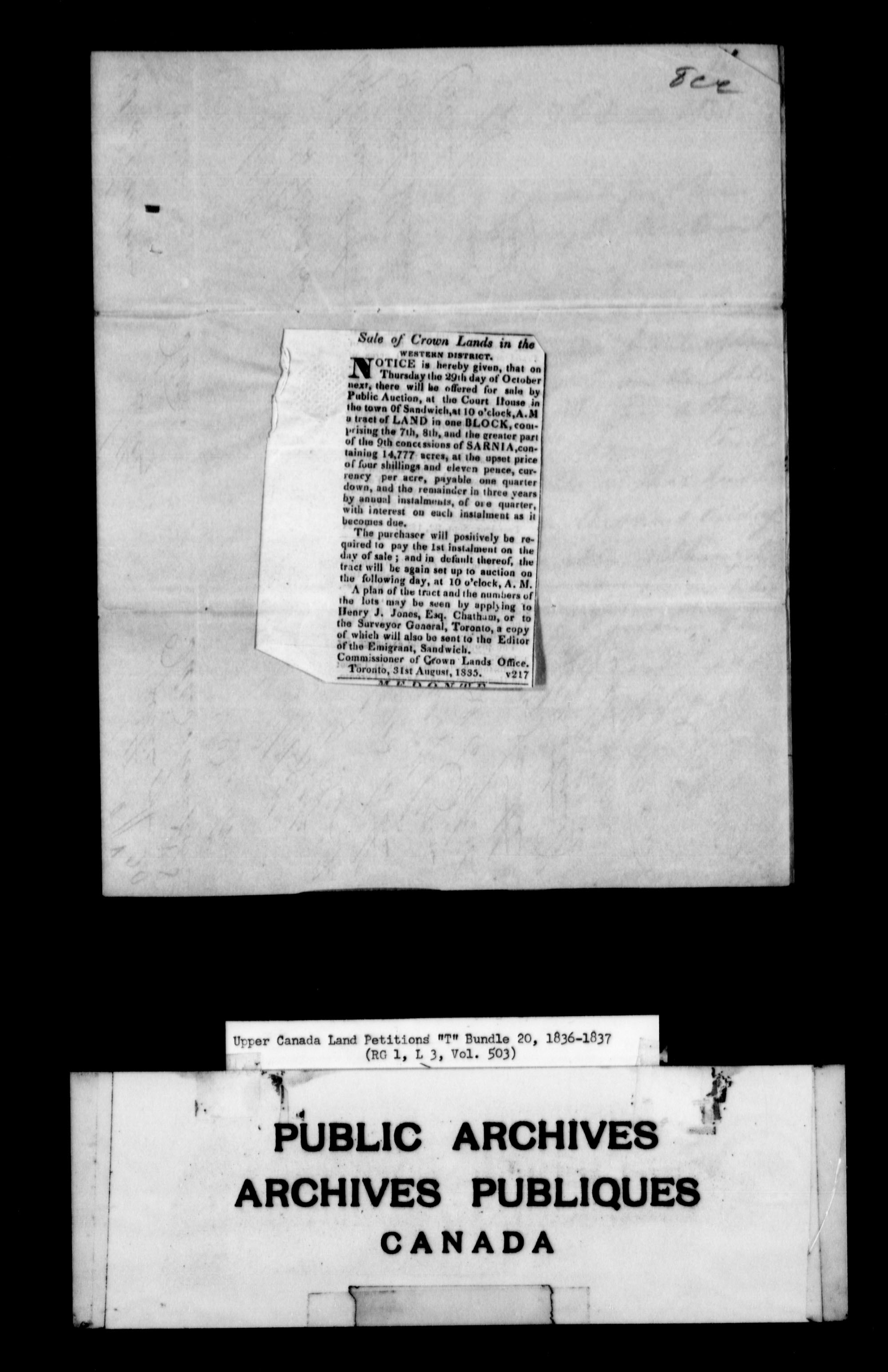 Title: Upper Canada Land Petitions (1763-1865) - Mikan Number: 205131 - Microform: c-2837