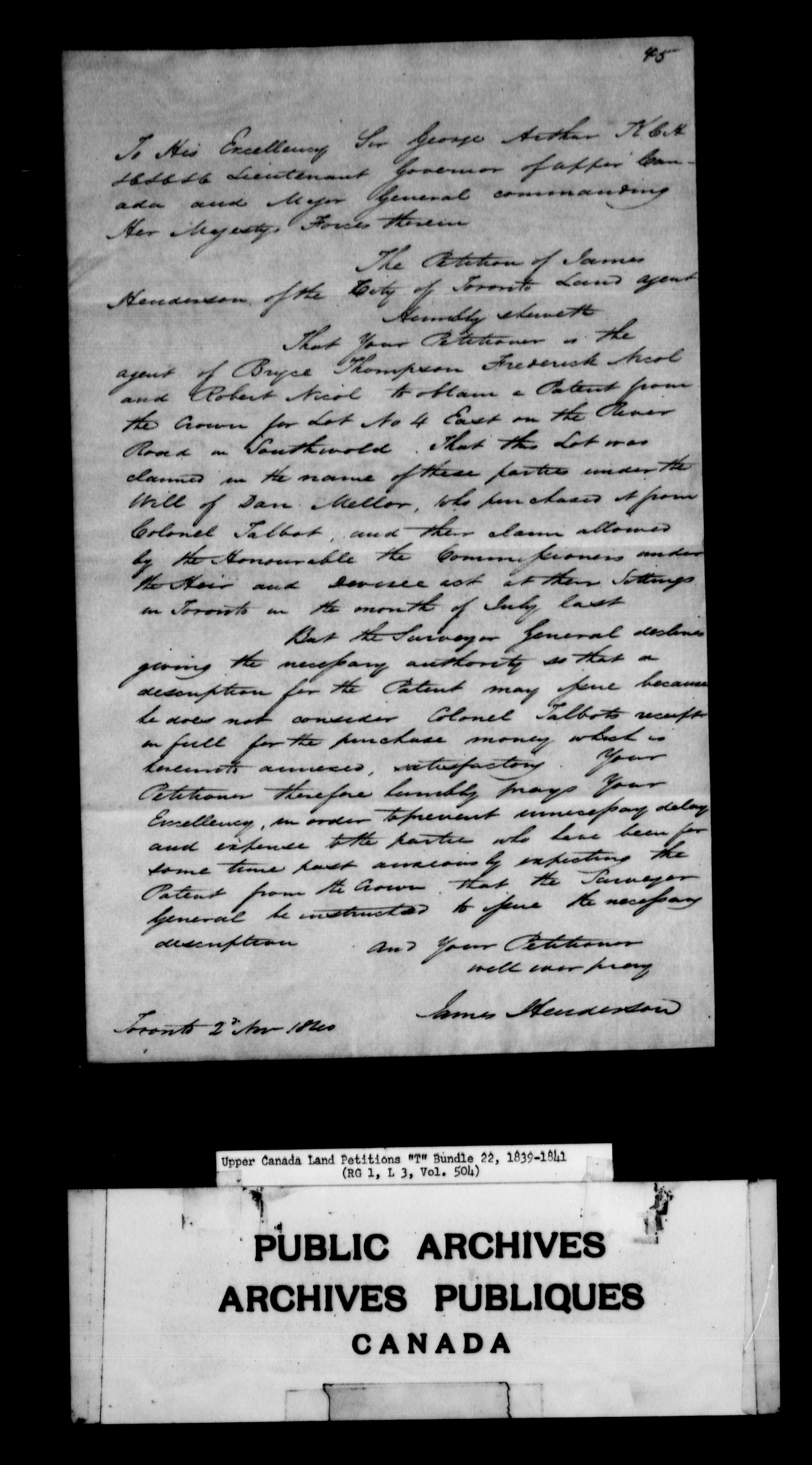 Title: Upper Canada Land Petitions (1763-1865) - Mikan Number: 205131 - Microform: c-2838