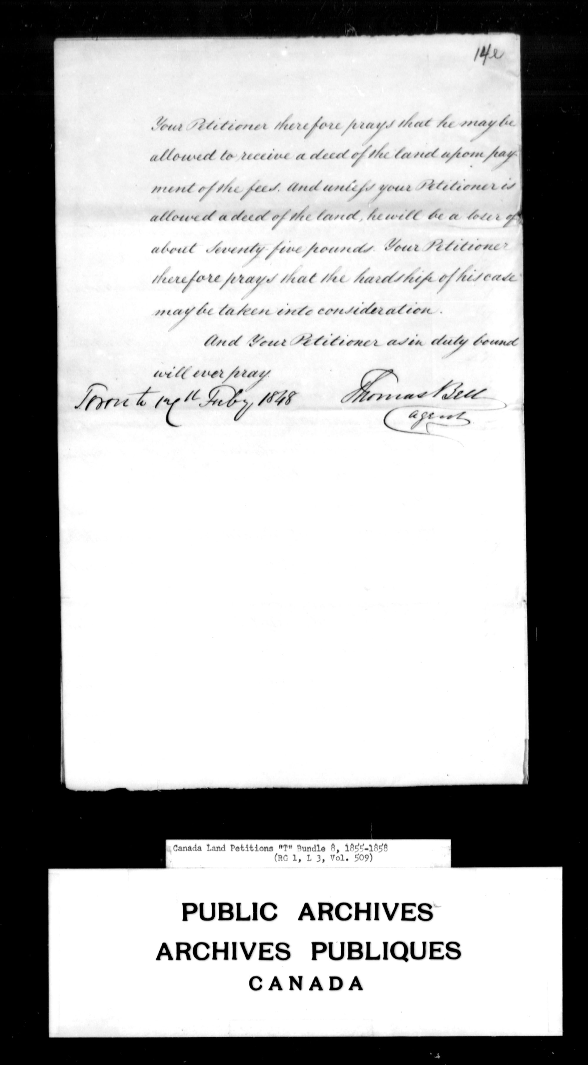 Titre : Demandes de terres du Haut-Canada (1763-1865) - N d'enregistrement Mikan : 205131 - Microforme : c-2840
