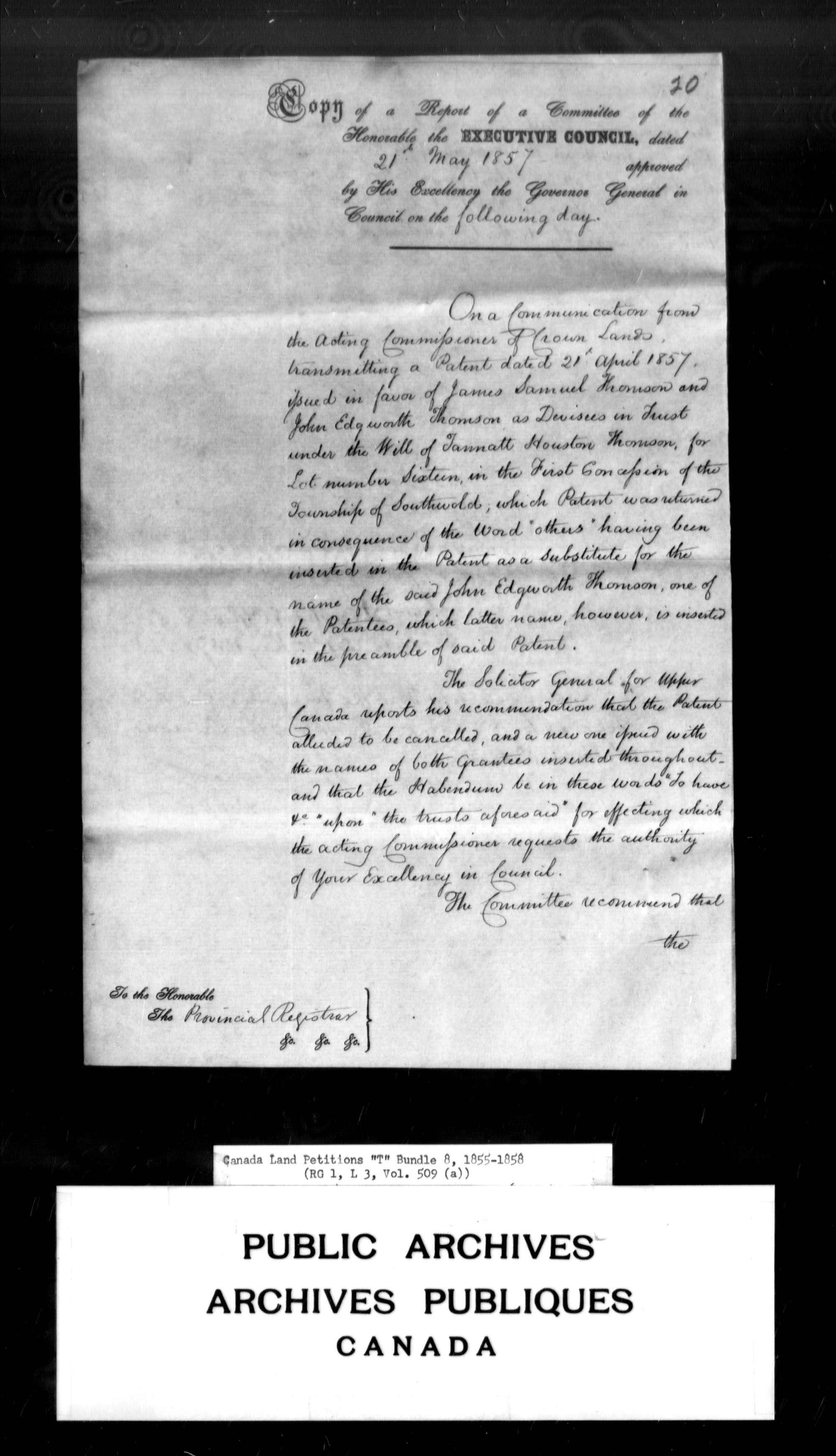 Title: Upper Canada Land Petitions (1763-1865) - Mikan Number: 205131 - Microform: c-2841