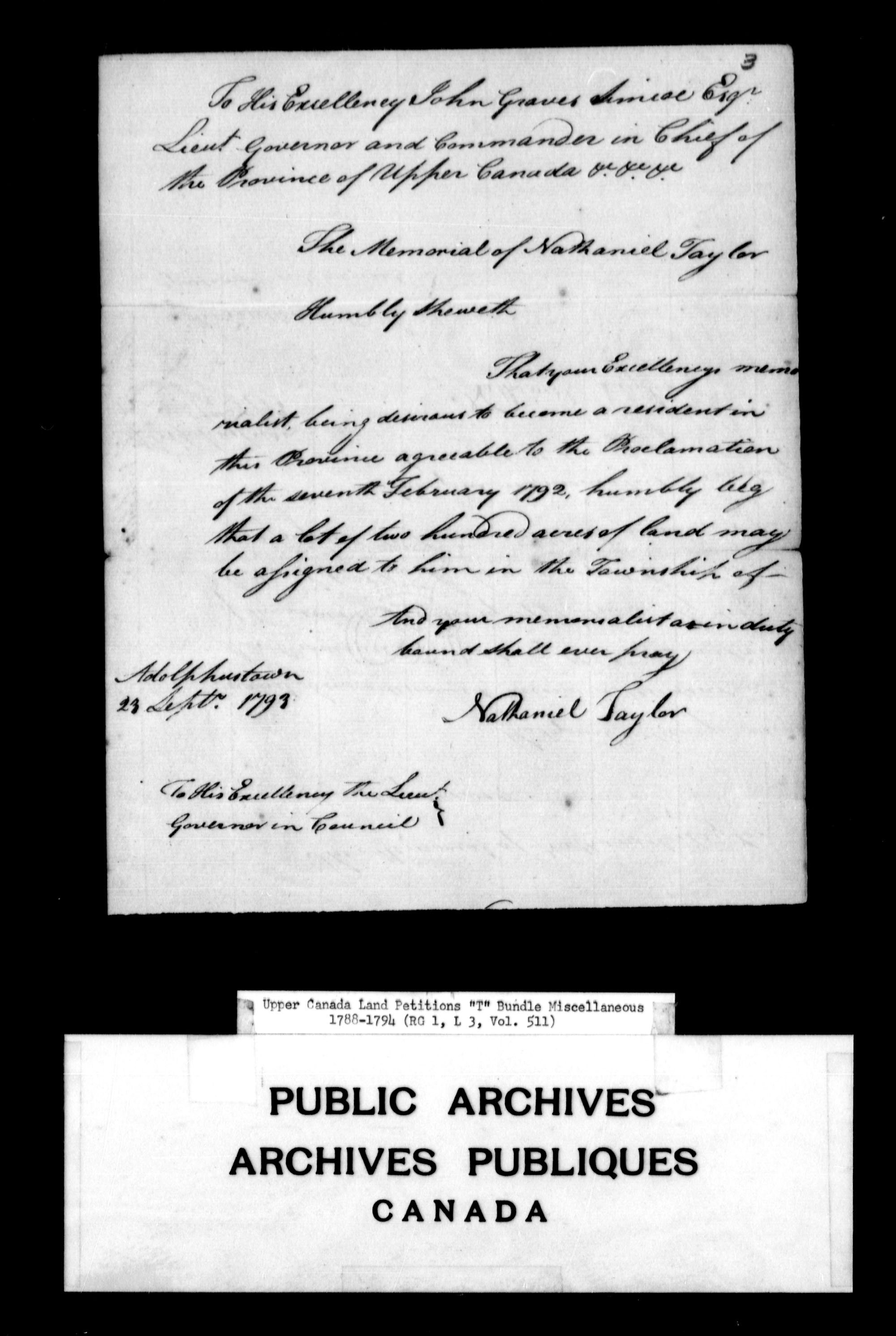 Titre : Demandes de terres du Haut-Canada (1763-1865) - N d'enregistrement Mikan : 205131 - Microforme : c-2842