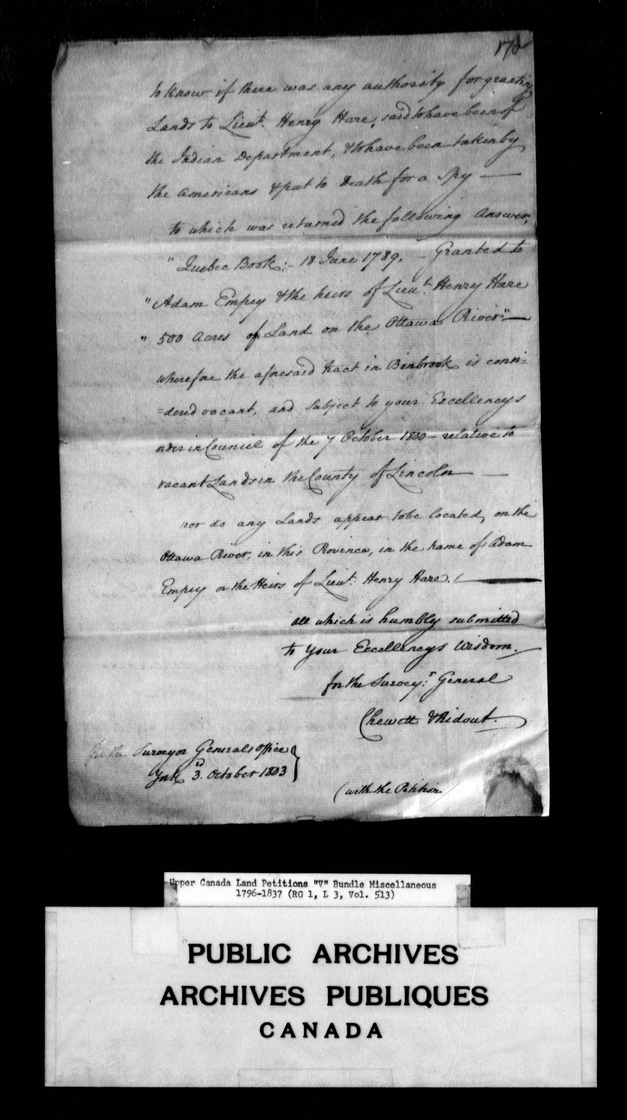 Title: Upper Canada Land Petitions (1763-1865) - Mikan Number: 205131 - Microform: c-2842