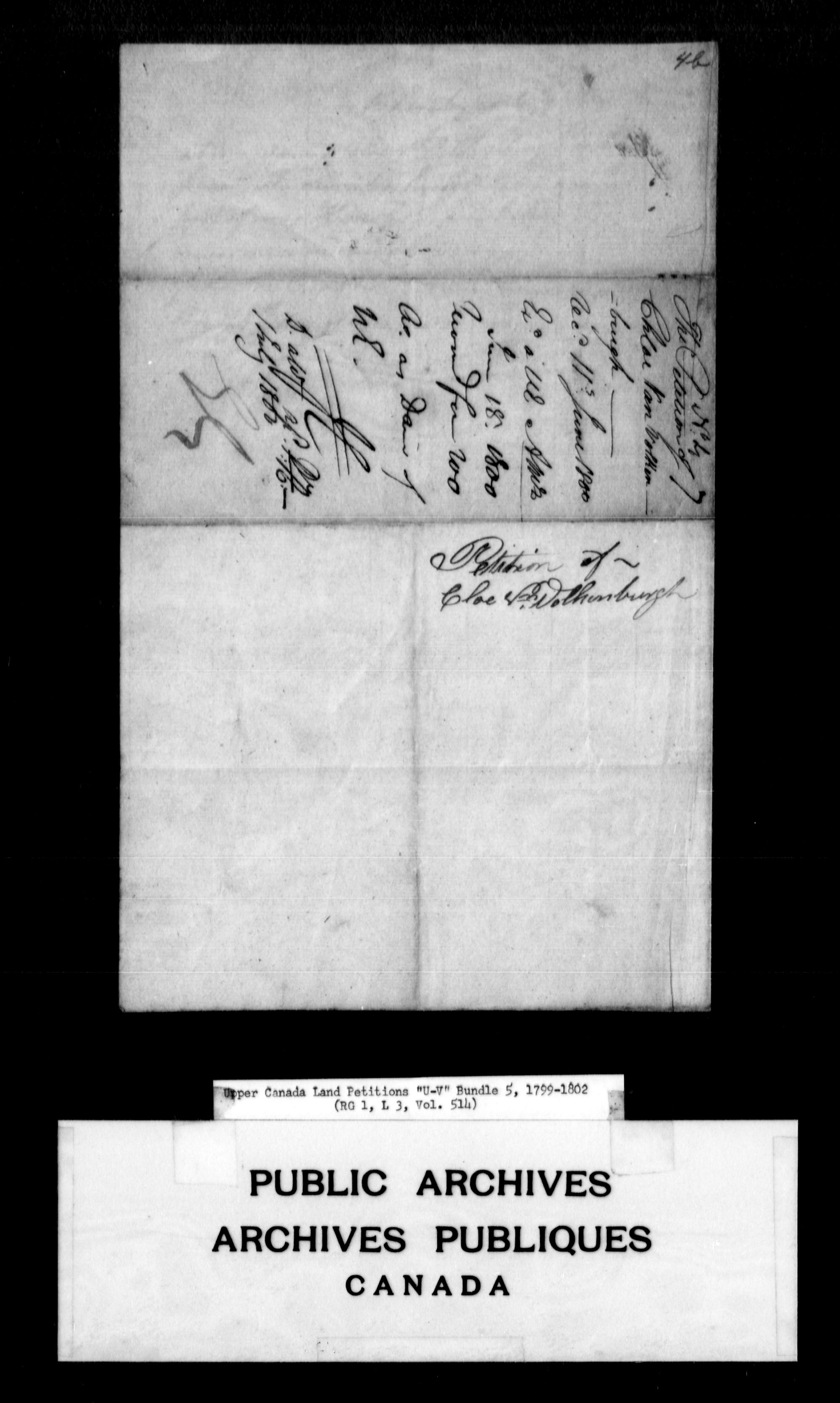 Title: Upper Canada Land Petitions (1763-1865) - Mikan Number: 205131 - Microform: c-2947