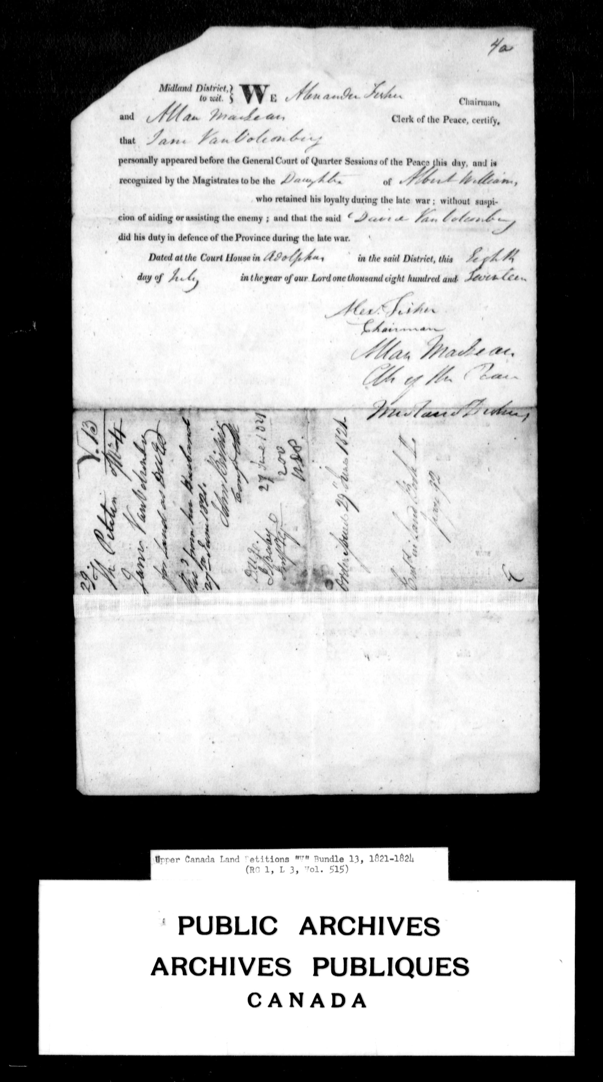 Titre : Demandes de terres du Haut-Canada (1763-1865) - N d'enregistrement Mikan : 205131 - Microforme : c-2947