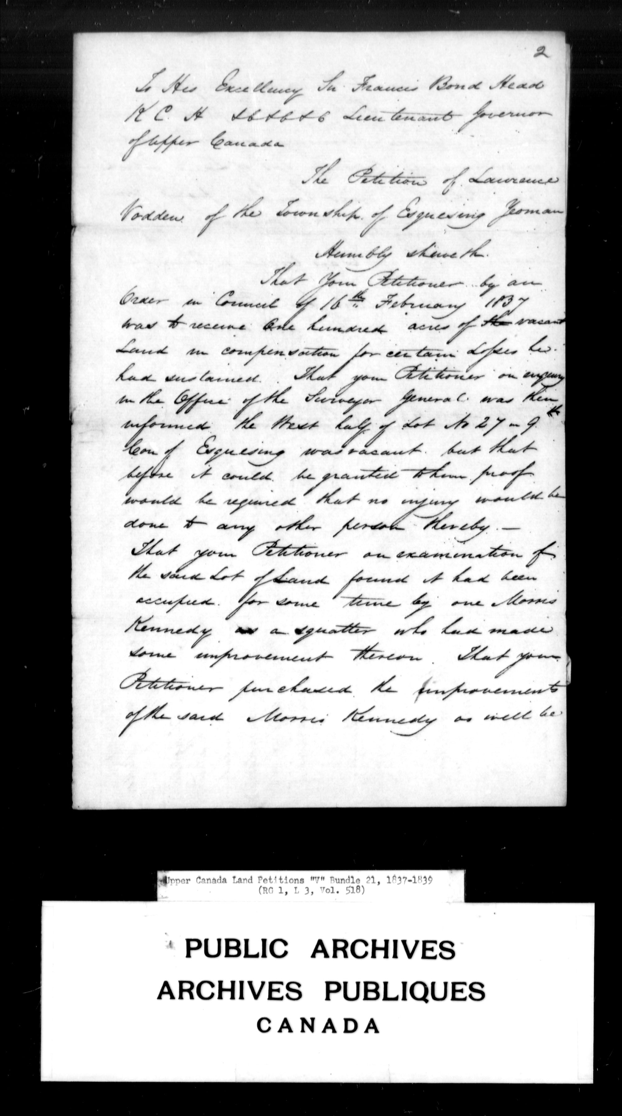 Title: Upper Canada Land Petitions (1763-1865) - Mikan Number: 205131 - Microform: c-2948