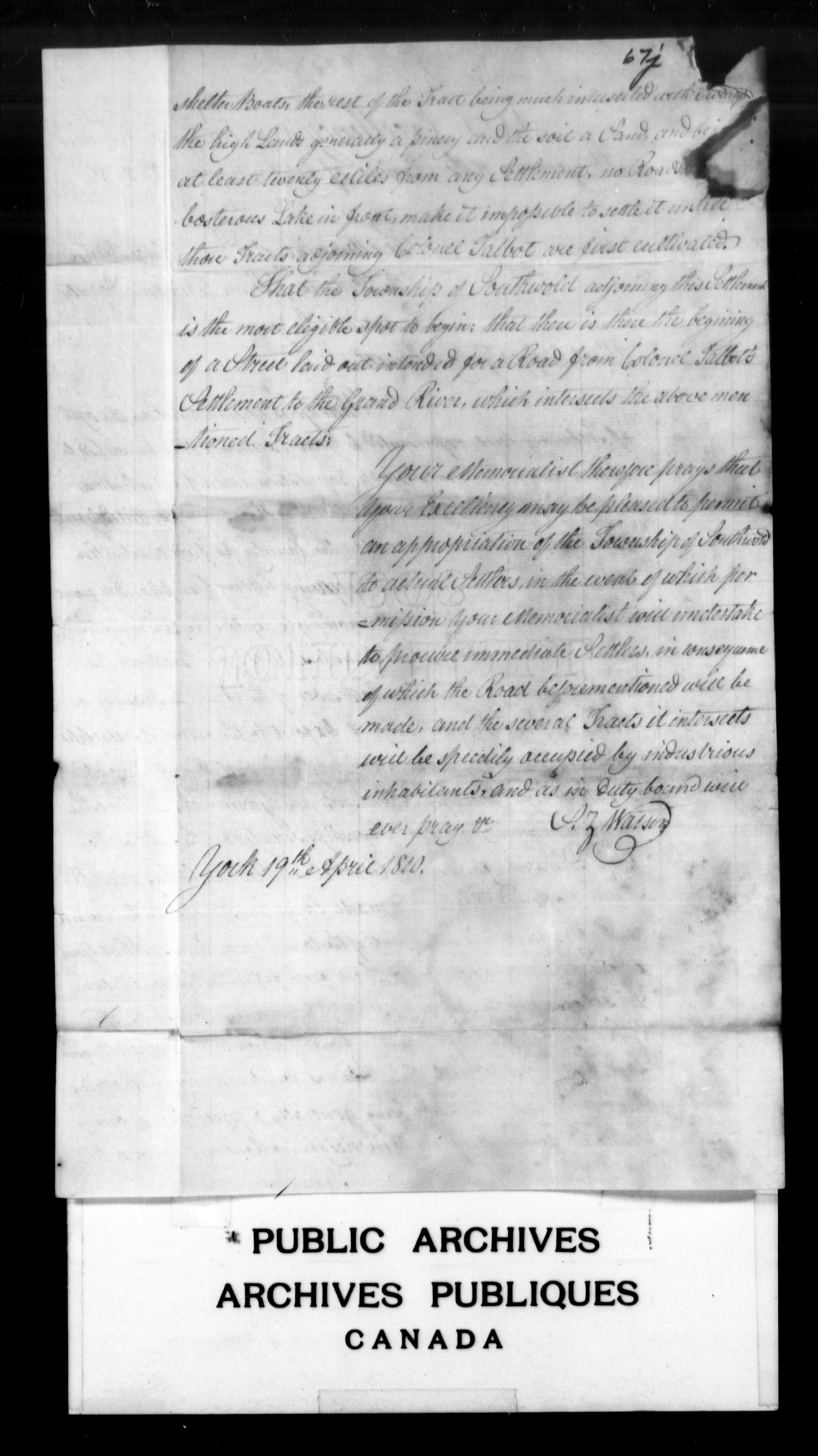 Title: Upper Canada Land Petitions (1763-1865) - Mikan Number: 205131 - Microform: c-2952