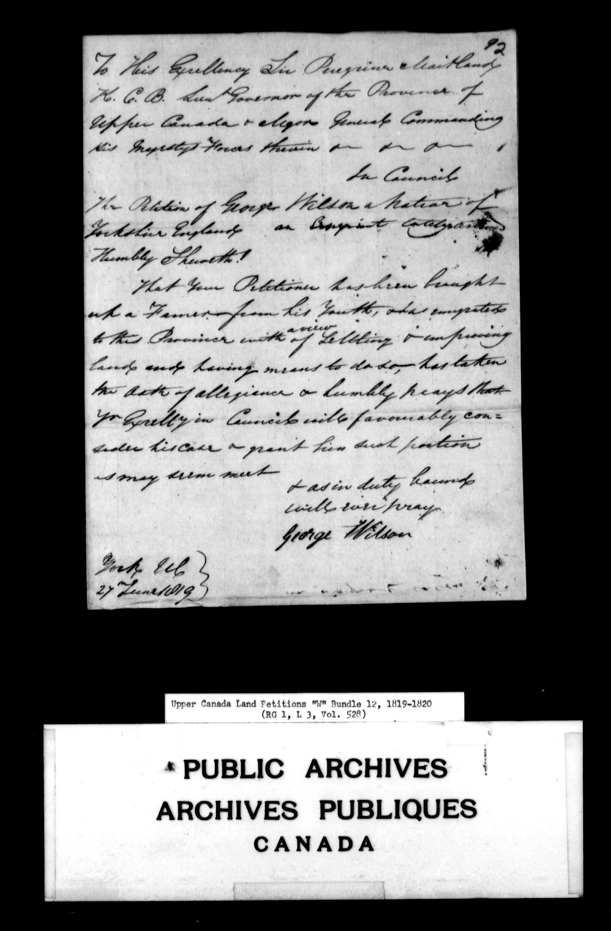 Title: Upper Canada Land Petitions (1763-1865) - Mikan Number: 205131 - Microform: c-2954