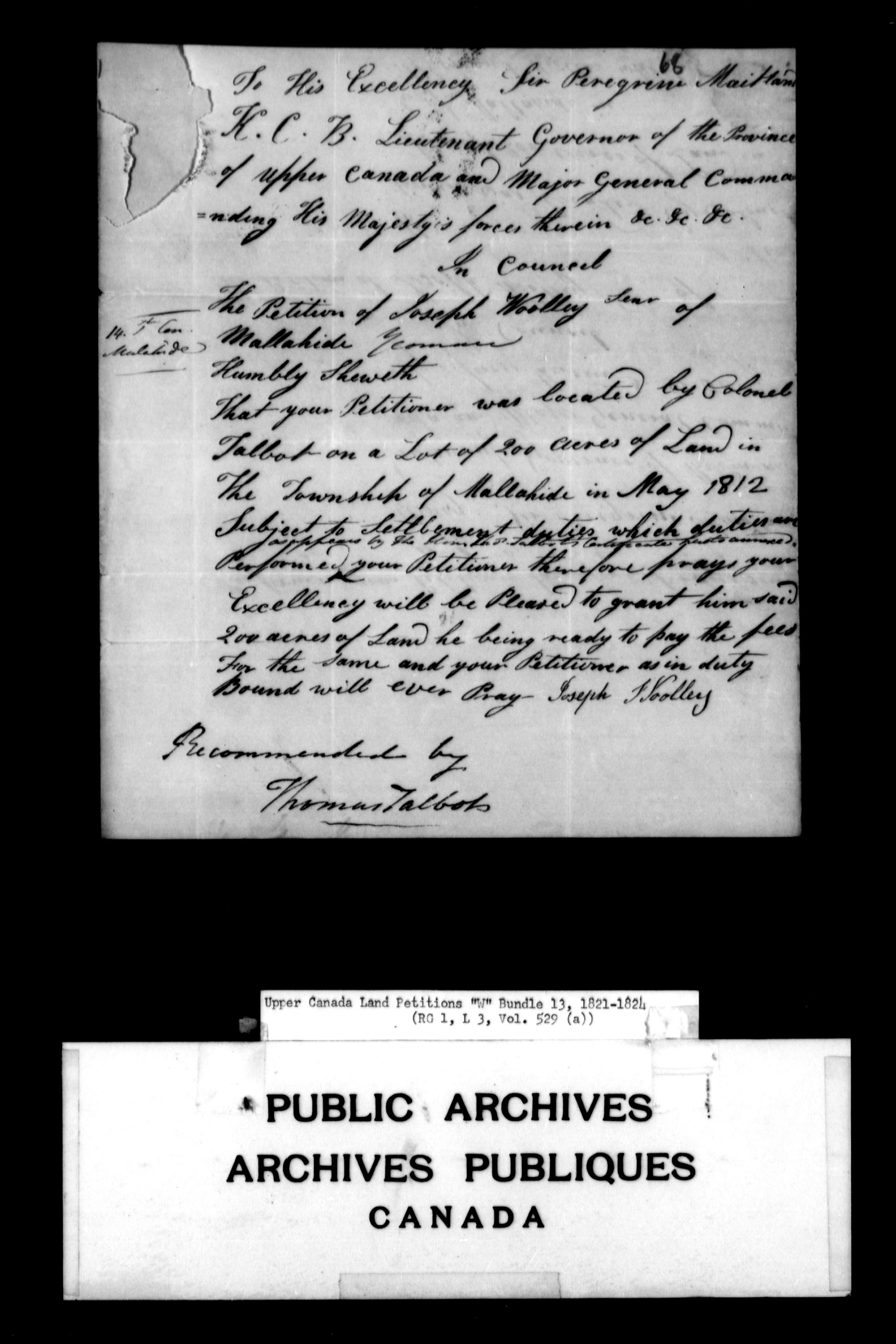 Title: Upper Canada Land Petitions (1763-1865) - Mikan Number: 205131 - Microform: c-2955