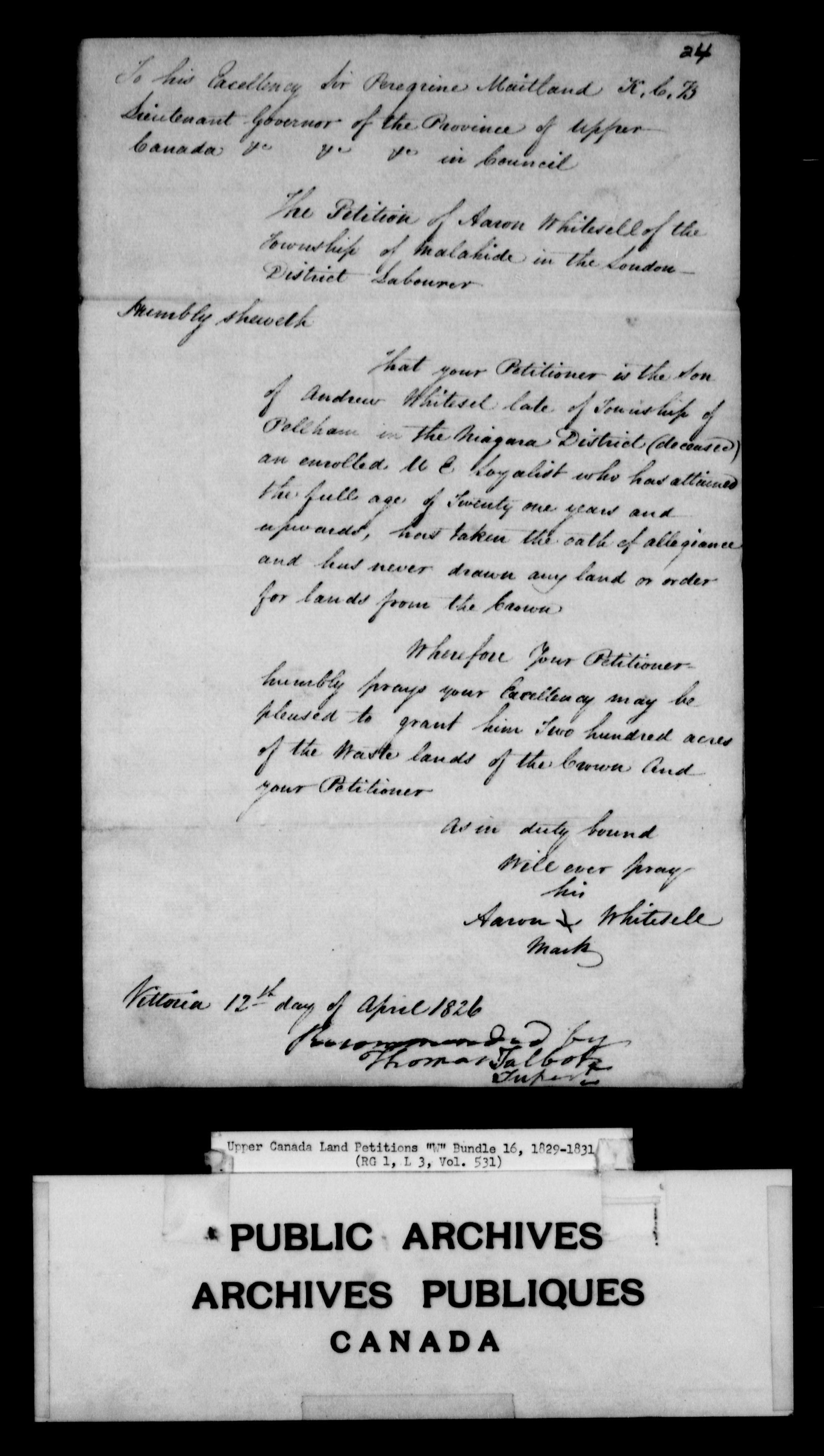 Title: Upper Canada Land Petitions (1763-1865) - Mikan Number: 205131 - Microform: c-2956