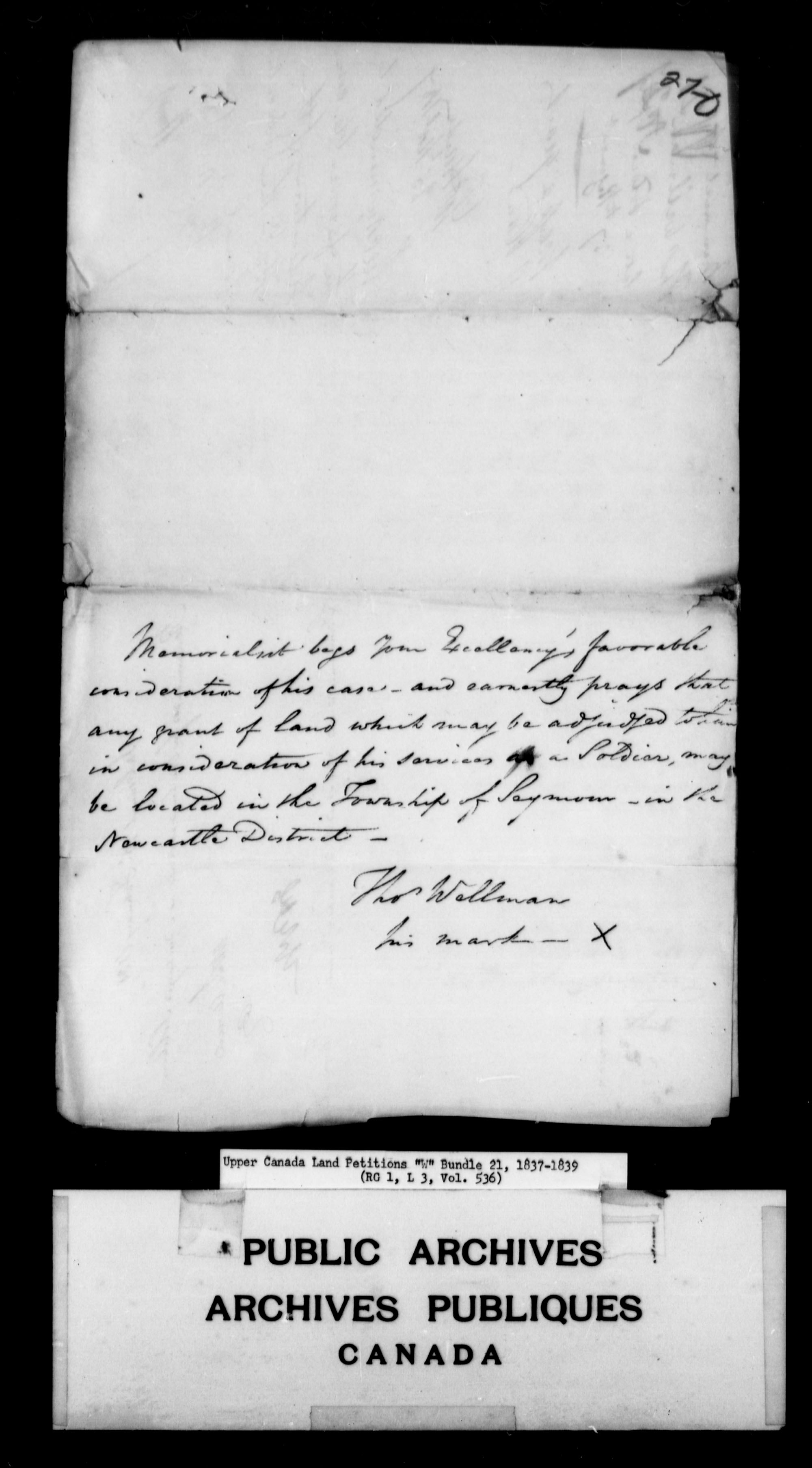 Titre : Demandes de terres du Haut-Canada (1763-1865) - N d'enregistrement Mikan : 205131 - Microforme : c-2959