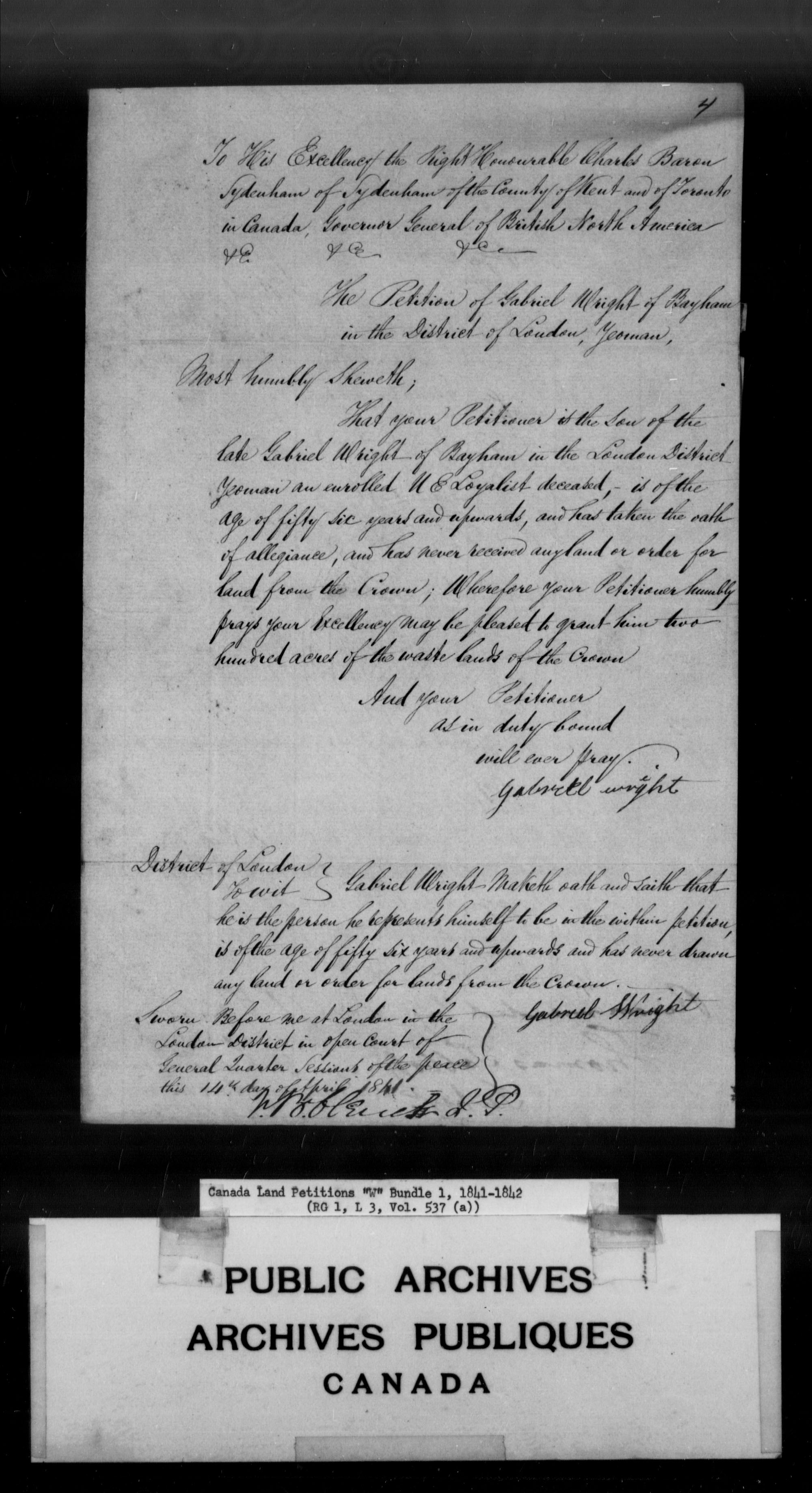 Title: Upper Canada Land Petitions (1763-1865) - Mikan Number: 205131 - Microform: c-2961