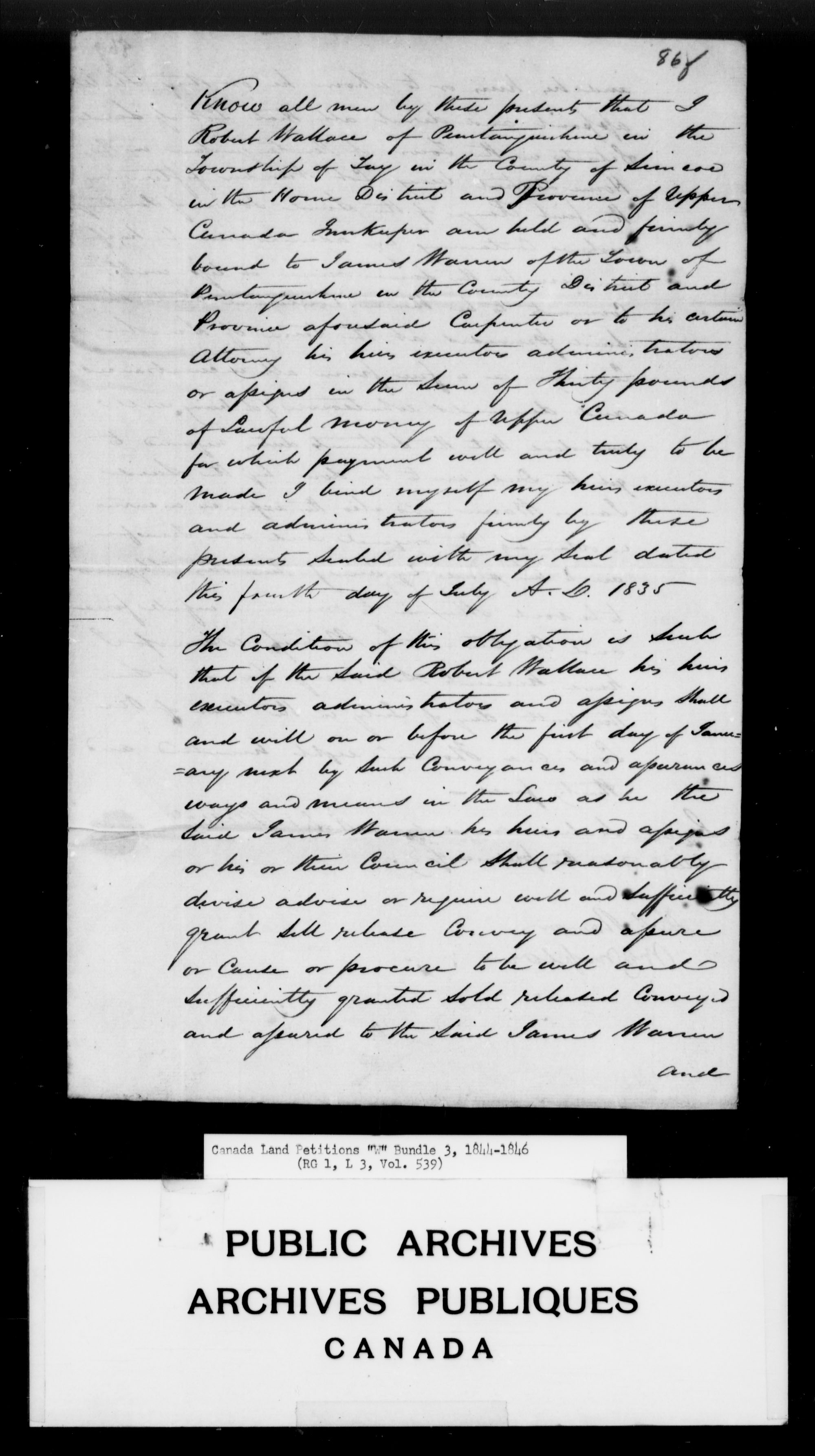 Titre : Demandes de terres du Haut-Canada (1763-1865) - N d'enregistrement Mikan : 205131 - Microforme : c-2962