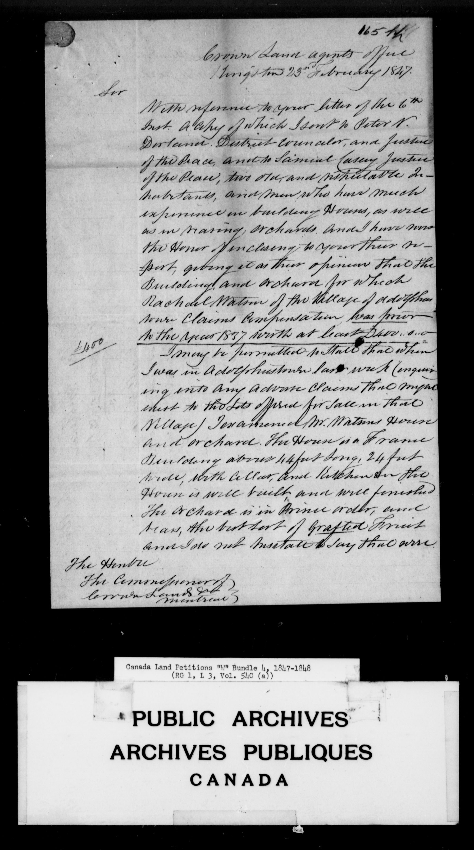 Title: Upper Canada Land Petitions (1763-1865) - Mikan Number: 205131 - Microform: c-2963