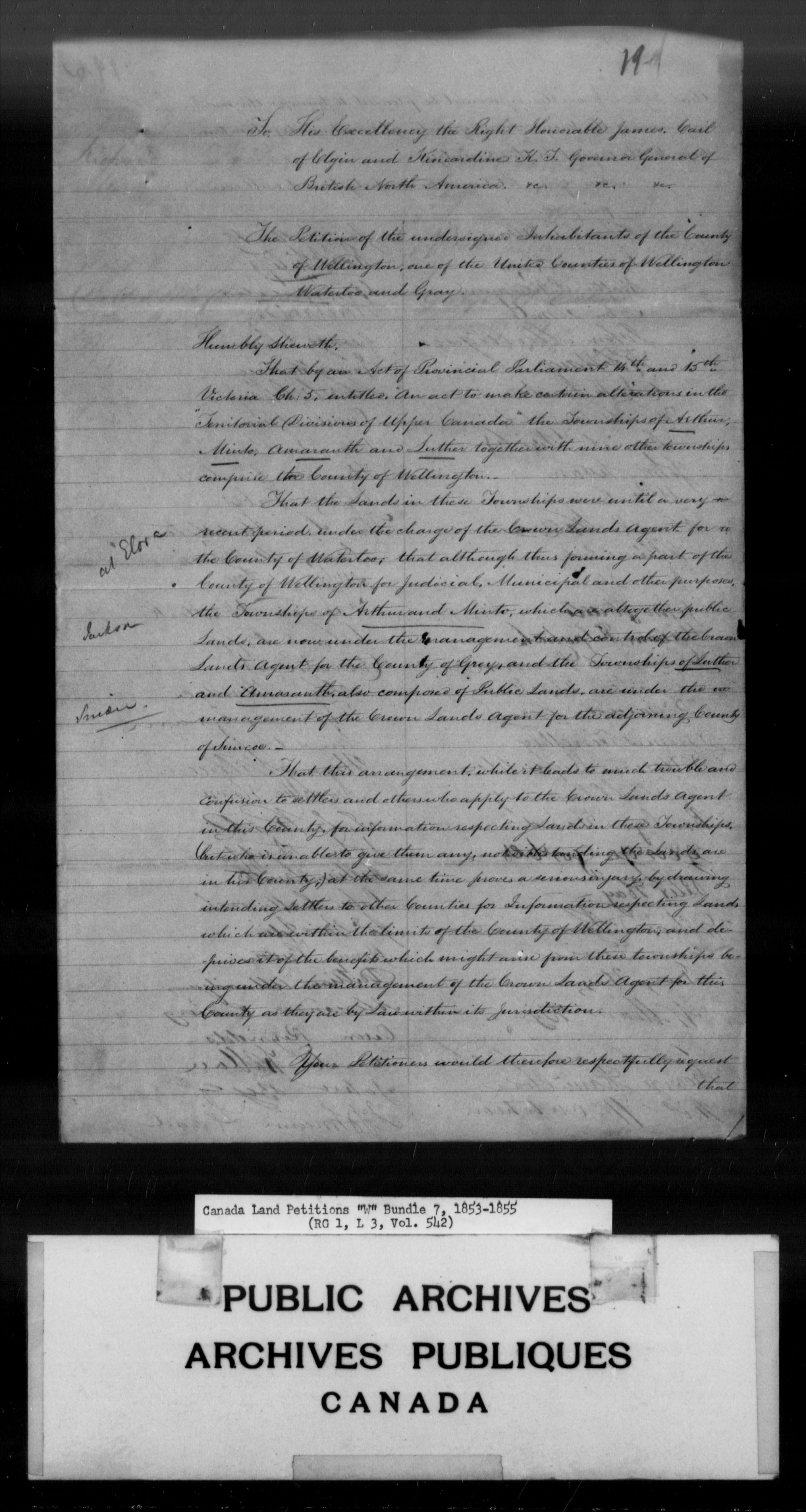 Title: Upper Canada Land Petitions (1763-1865) - Mikan Number: 205131 - Microform: c-2965
