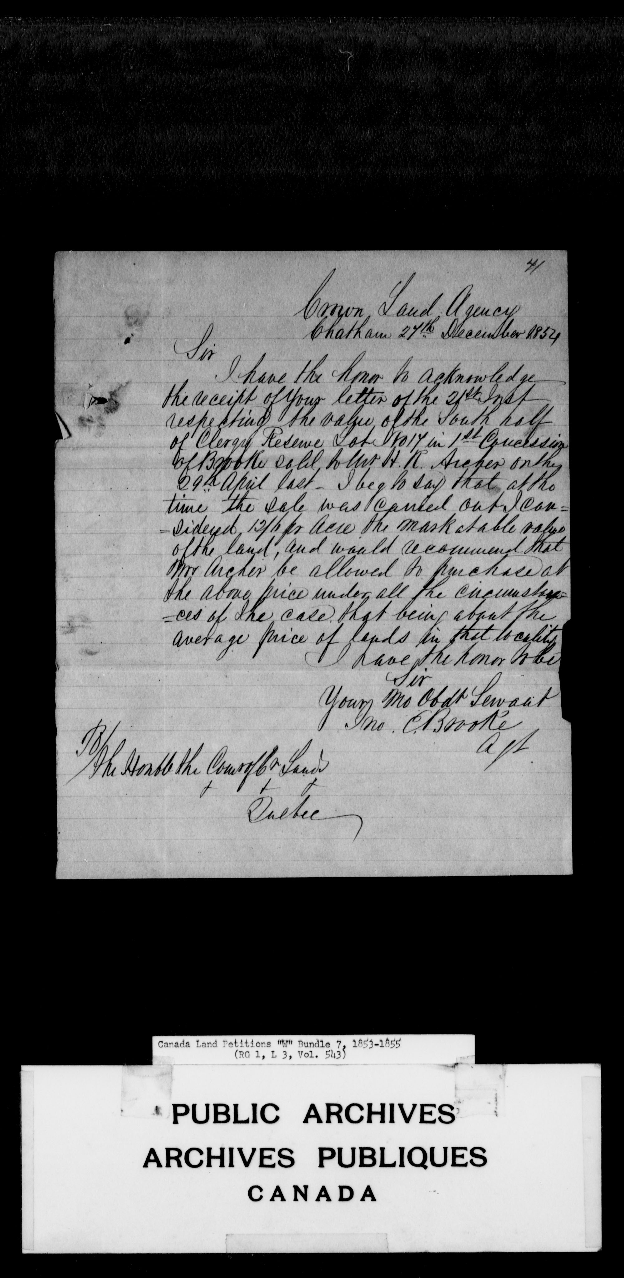 Titre : Demandes de terres du Haut-Canada (1763-1865) - N d'enregistrement Mikan : 205131 - Microforme : c-2966