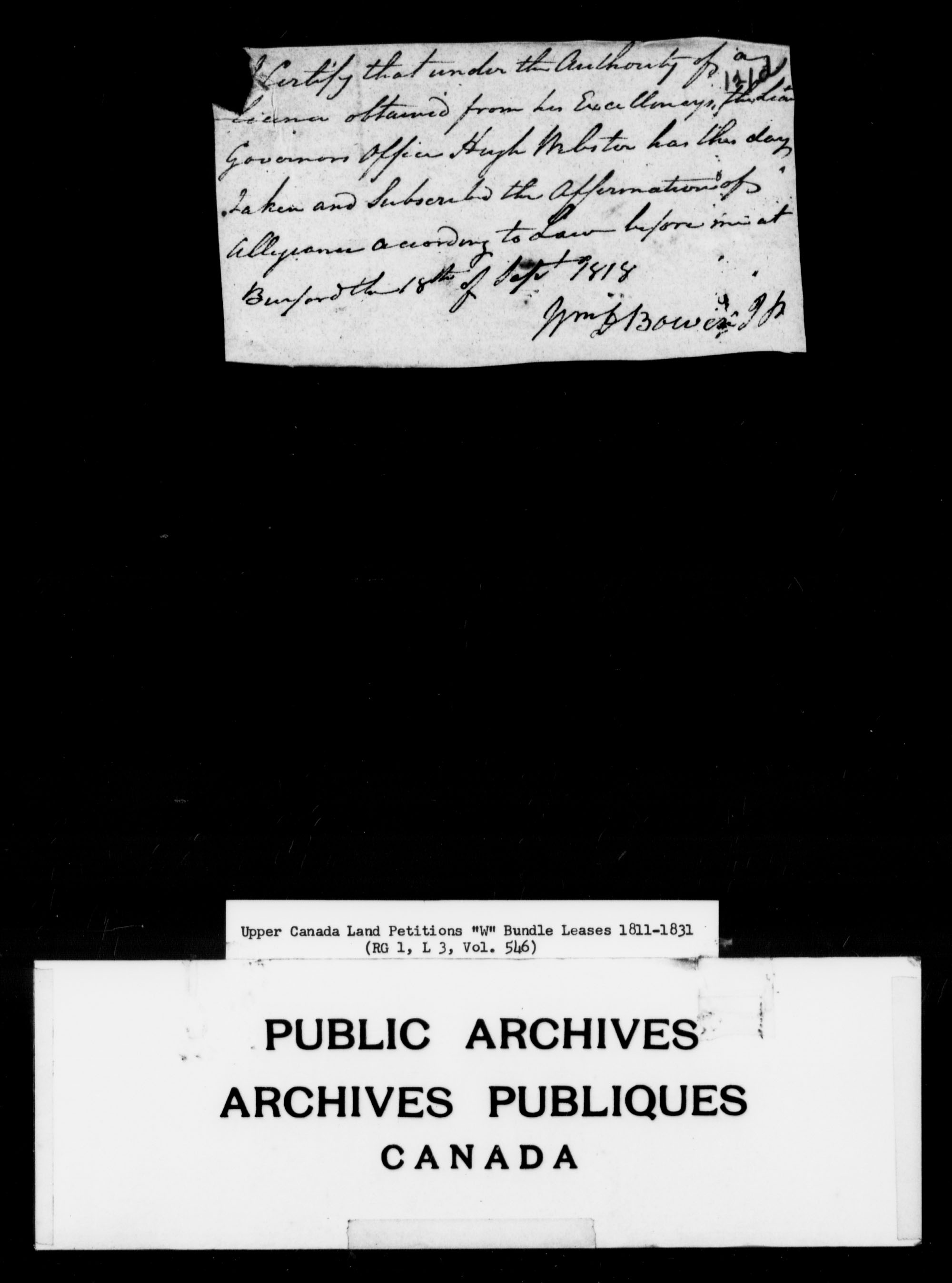 Titre : Demandes de terres du Haut-Canada (1763-1865) - N d'enregistrement Mikan : 205131 - Microforme : c-2968
