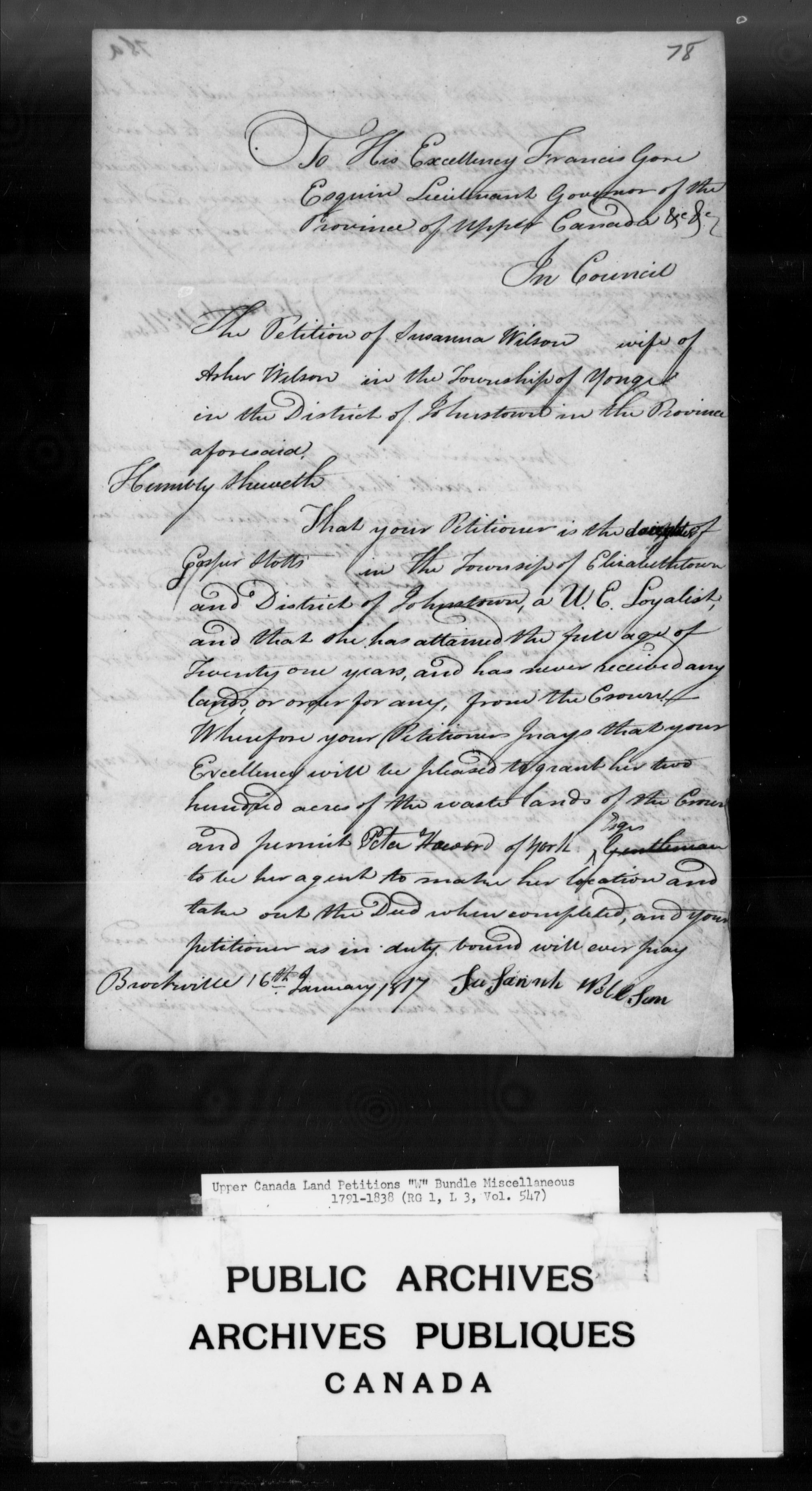 Title: Upper Canada Land Petitions (1763-1865) - Mikan Number: 205131 - Microform: c-2969
