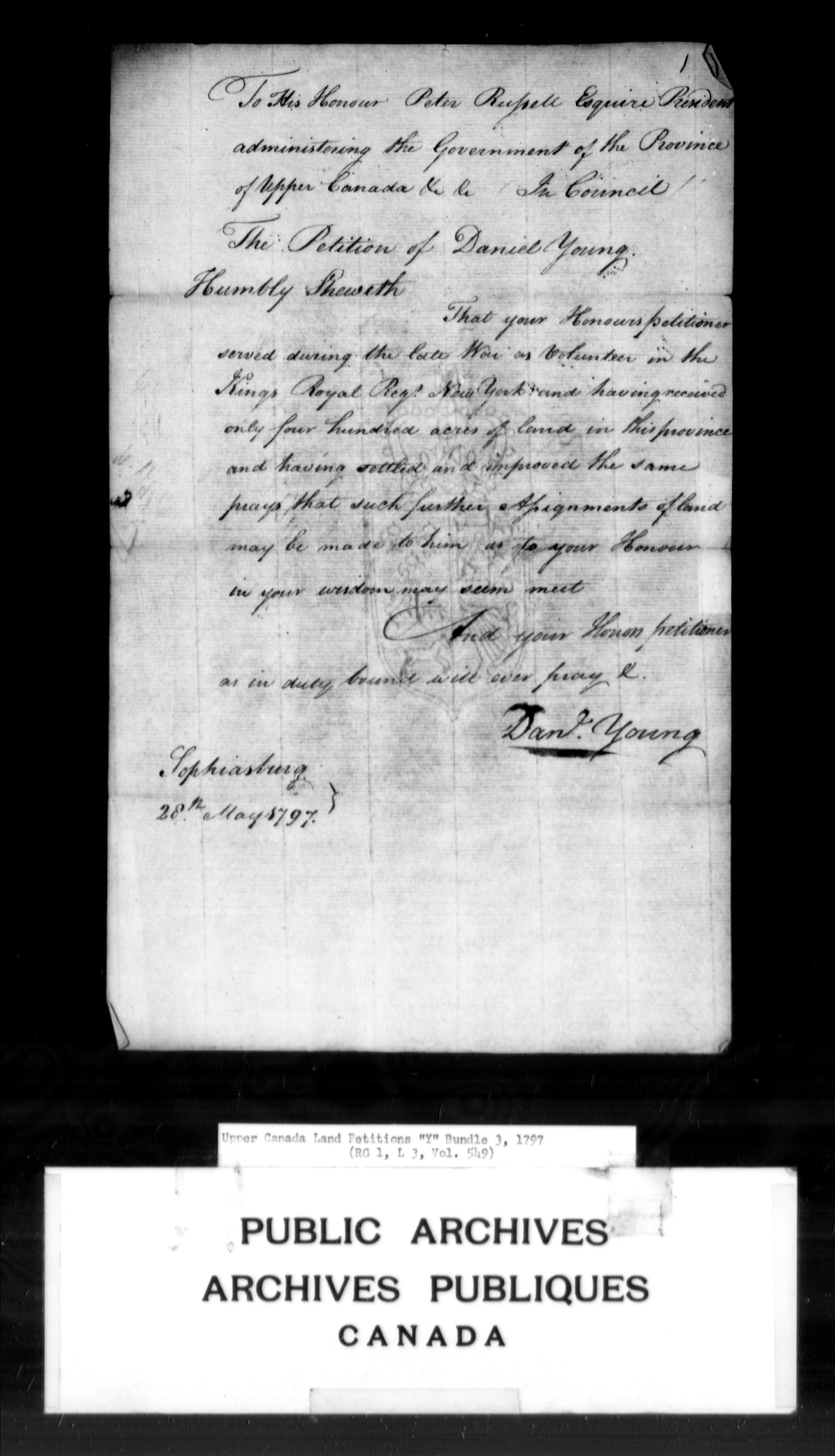 Title: Upper Canada Land Petitions (1763-1865) - Mikan Number: 205131 - Microform: c-2980