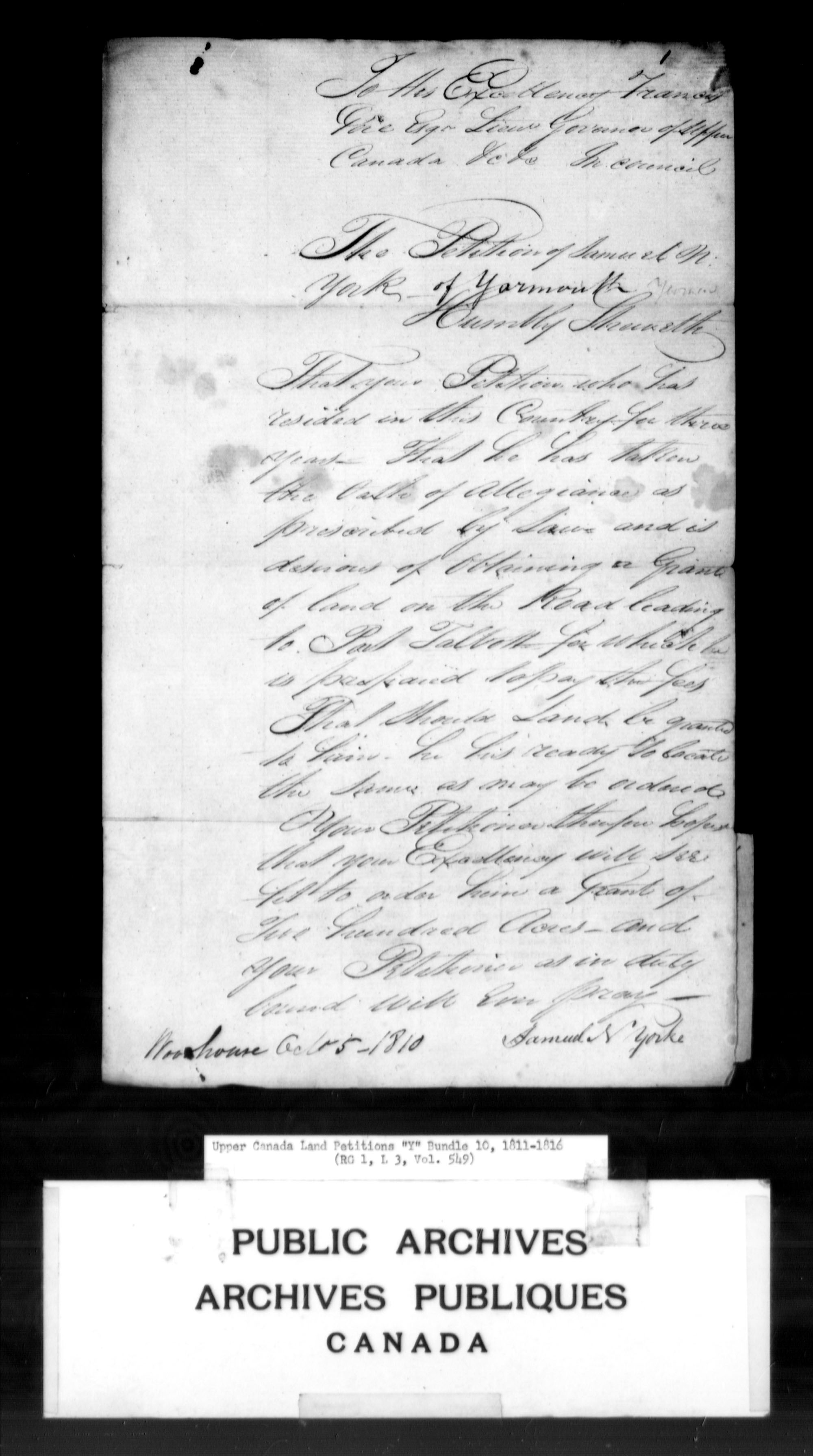Title: Upper Canada Land Petitions (1763-1865) - Mikan Number: 205131 - Microform: c-2980